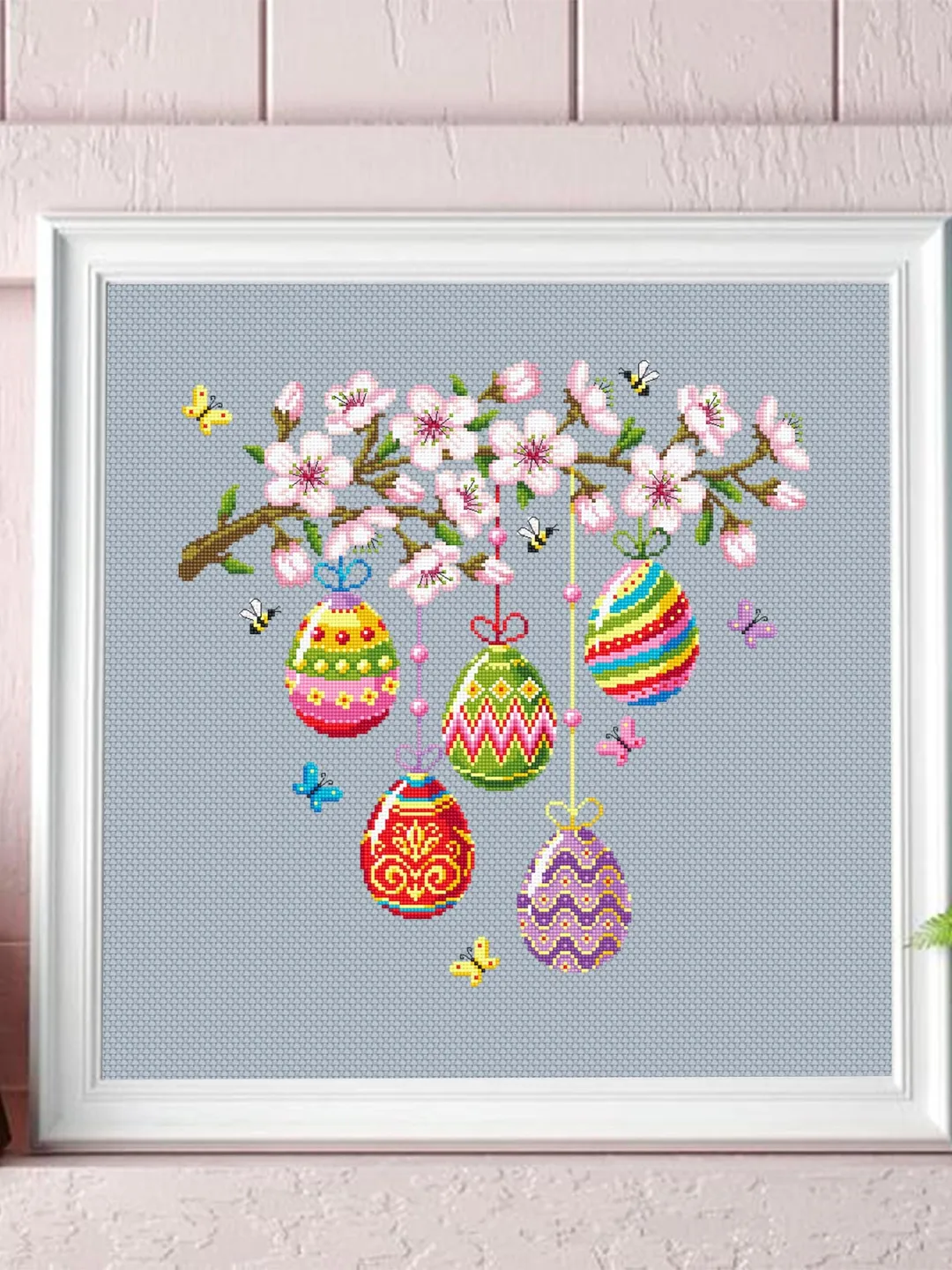 Happy Easter cross stitch pattern PDF download Easter eggs cross stitch ...