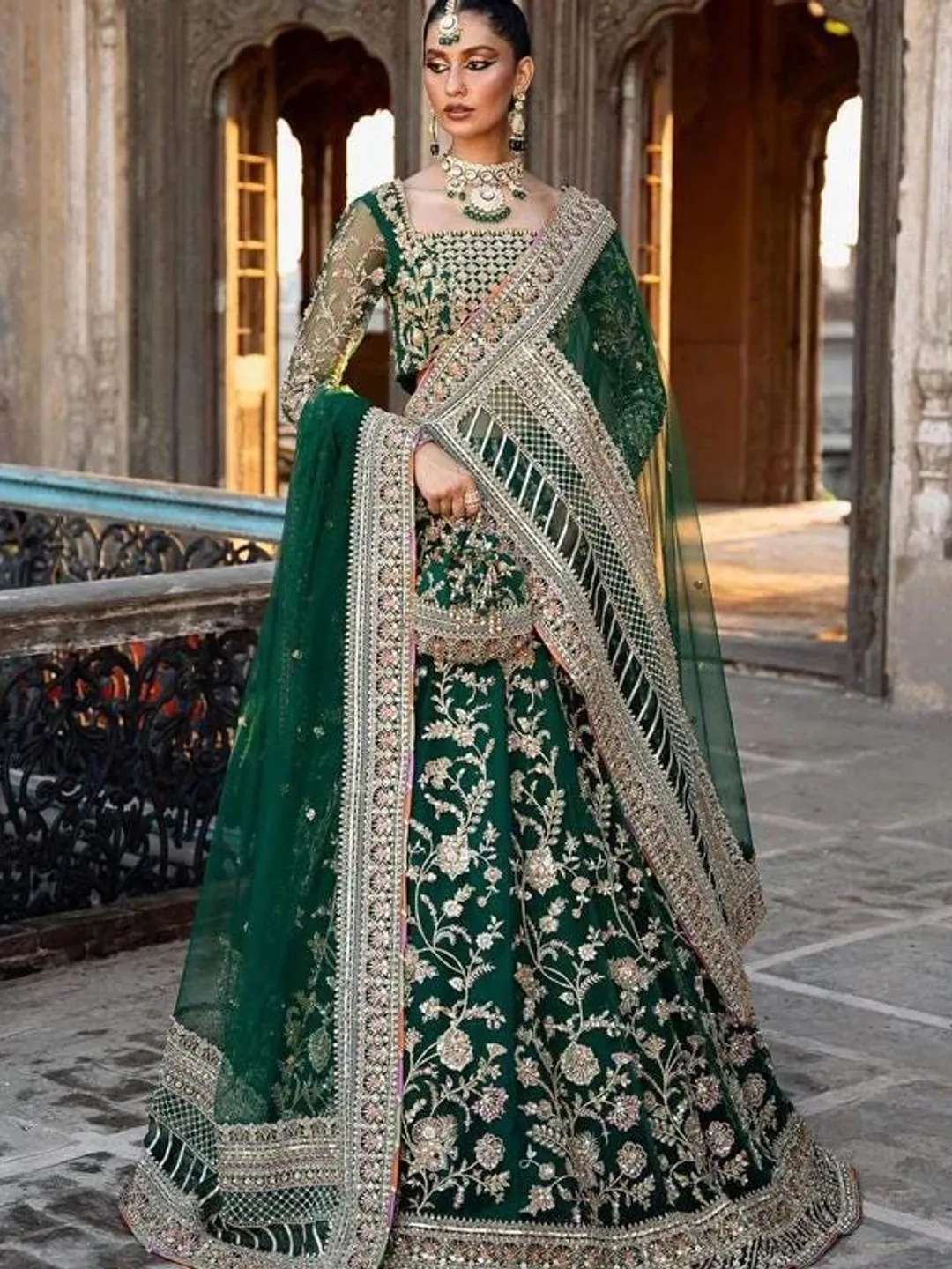 slim fit dress slacks Traditional Bridal Lehenga Dress in Green Shade #BA56 – BridalLehenga main image 0