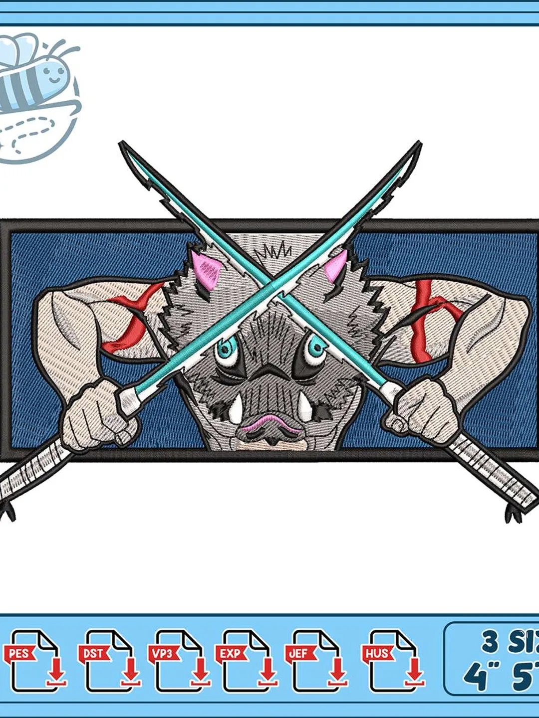 Pattern For Inosuke Mask Inosuke Hashibira Embroidery Design, Demon Slayer Anime Machine ...