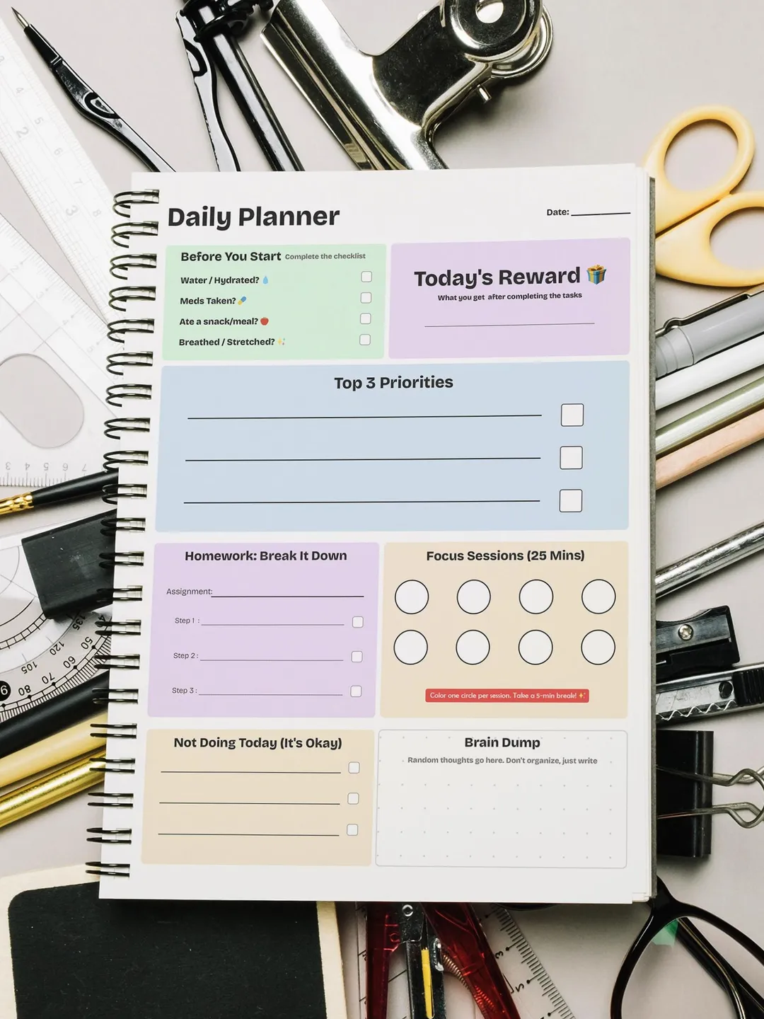 ADHD Student Planner Bundle | Neurodivergent Study Guide, Homework ...