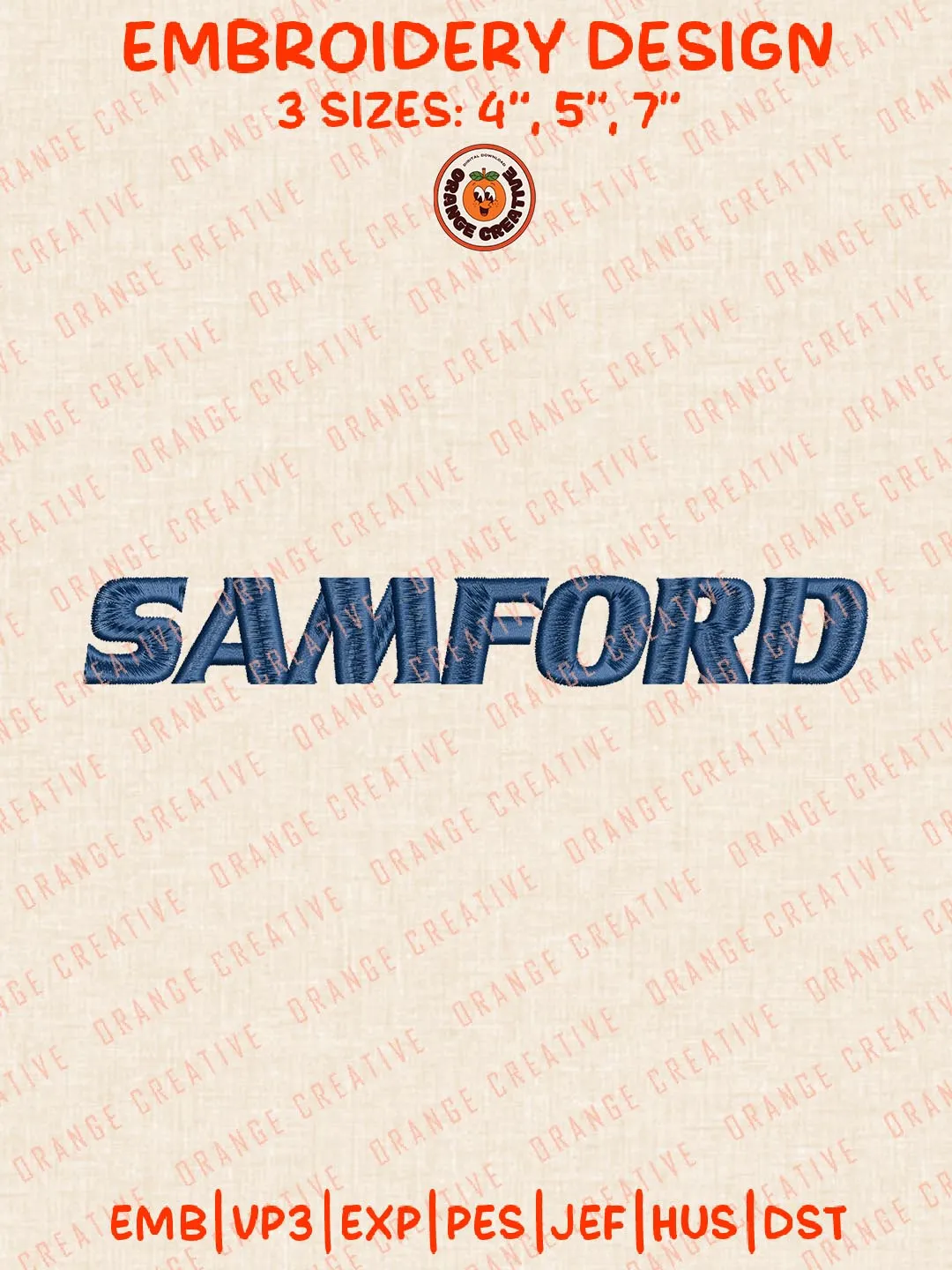 Samford Text Embroidery Design, NCAA Samford Bulldogs Team Logo Embroidery Design, Machine Embroidery Design File, 4 Sizes, Digital Download