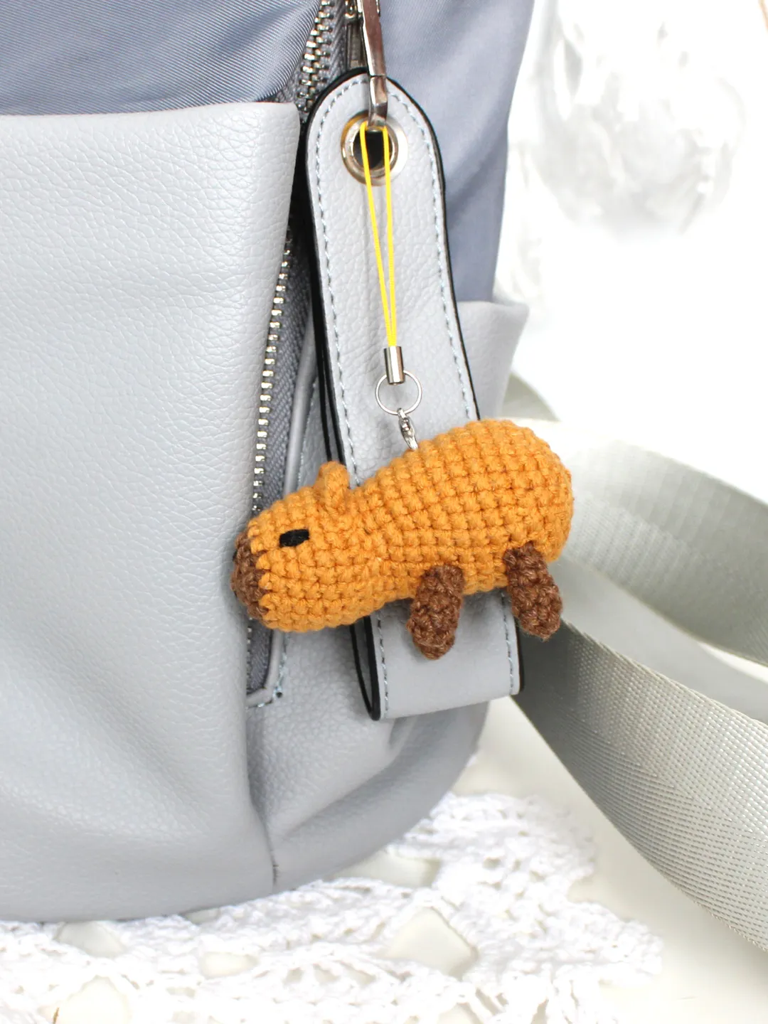 Capybara keychain amigurumi pattern crochet in English - Crochet water pig toy tutorial PDF