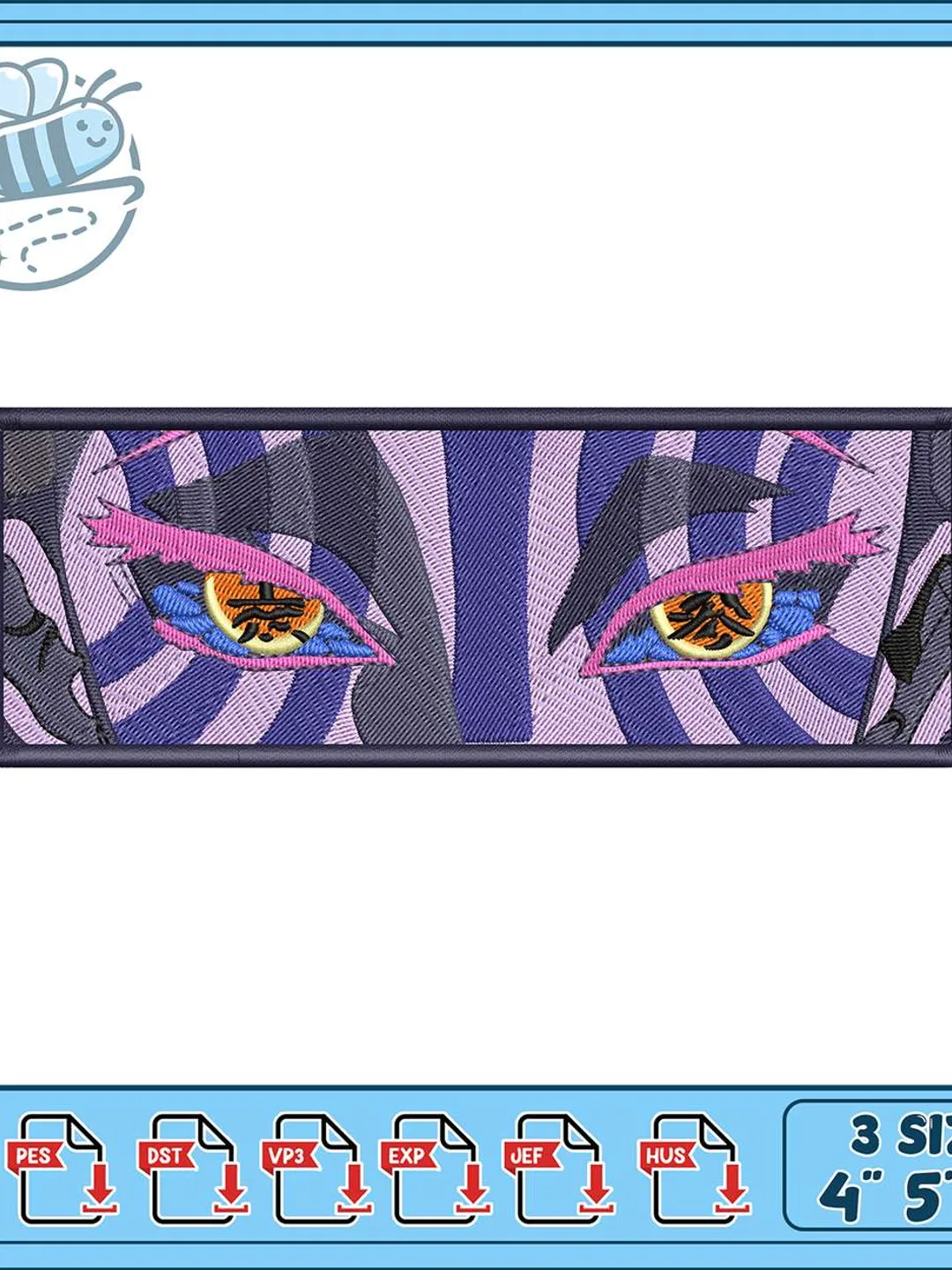 Akaza Eyes Embroidery Design, Demon Slayer Anime Patch Machine Embroidery File, Purple Striped Demon Eyes Embroidery, Instant Download