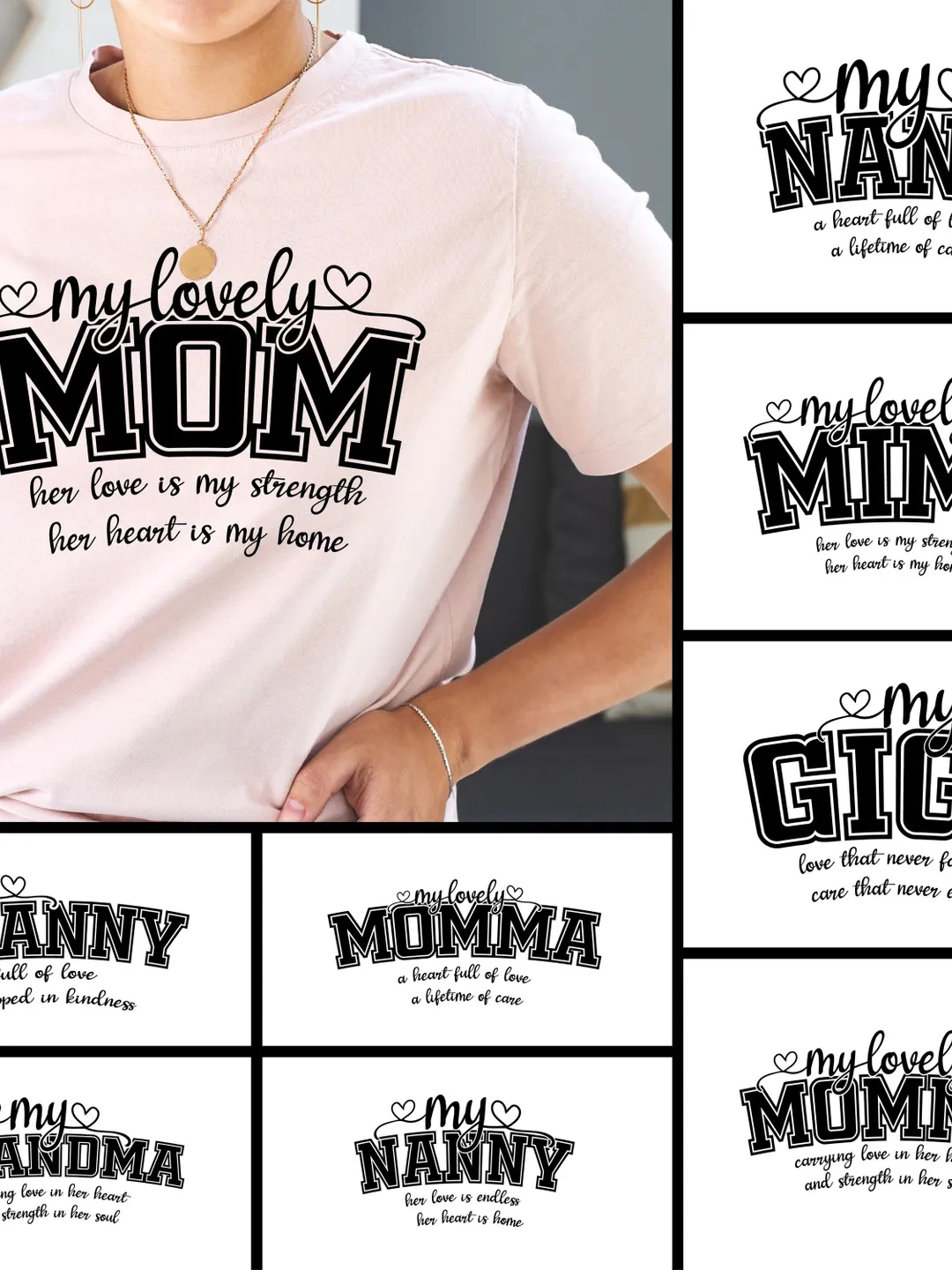 This Mama/Grandma/Nana Wears Her Heart on Her Sleeve Svg, Mama
