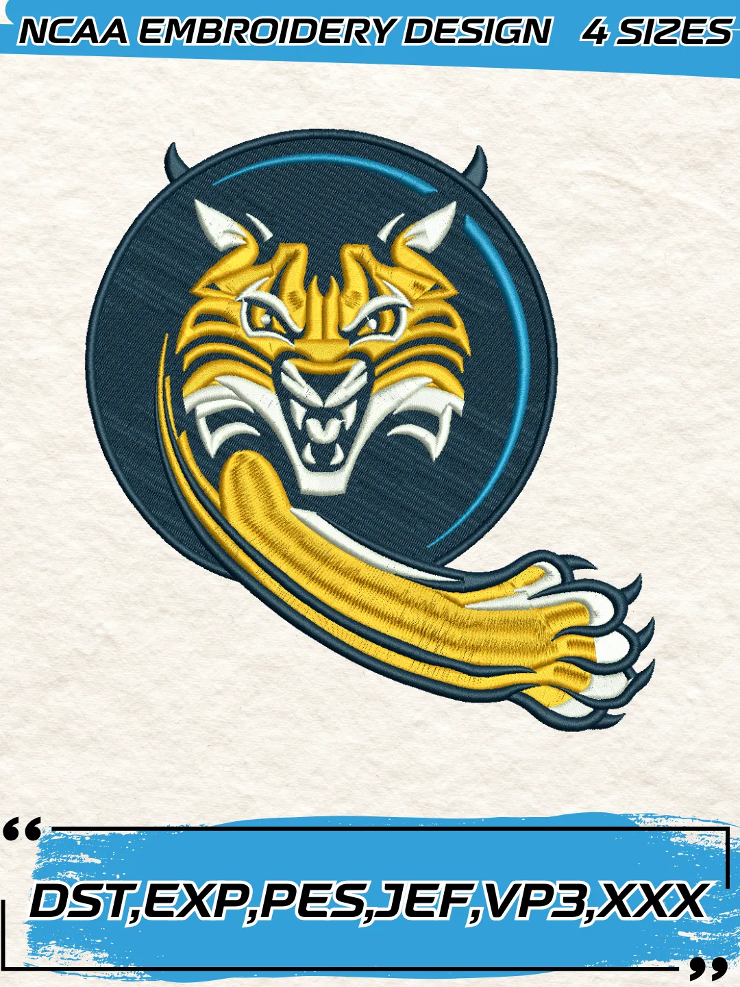 Quinnipiac Bobcats Logo Embroidery Design,NCAA Logo Embroidery Design,Machine Embroidery Design File,4 Sizes, Digital Download