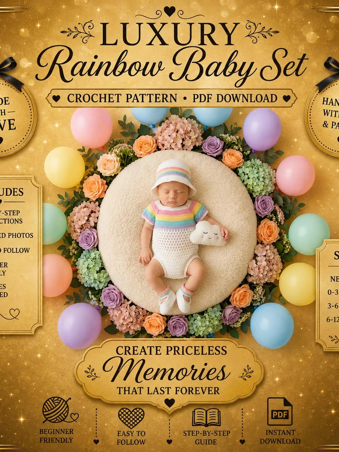 Crochet Baby Romper Pattern PDF | Baby Booties Pattern & Bonnet Set | Infant Crochet Set | Baby Cardigan |  Easy DIY Instant Download