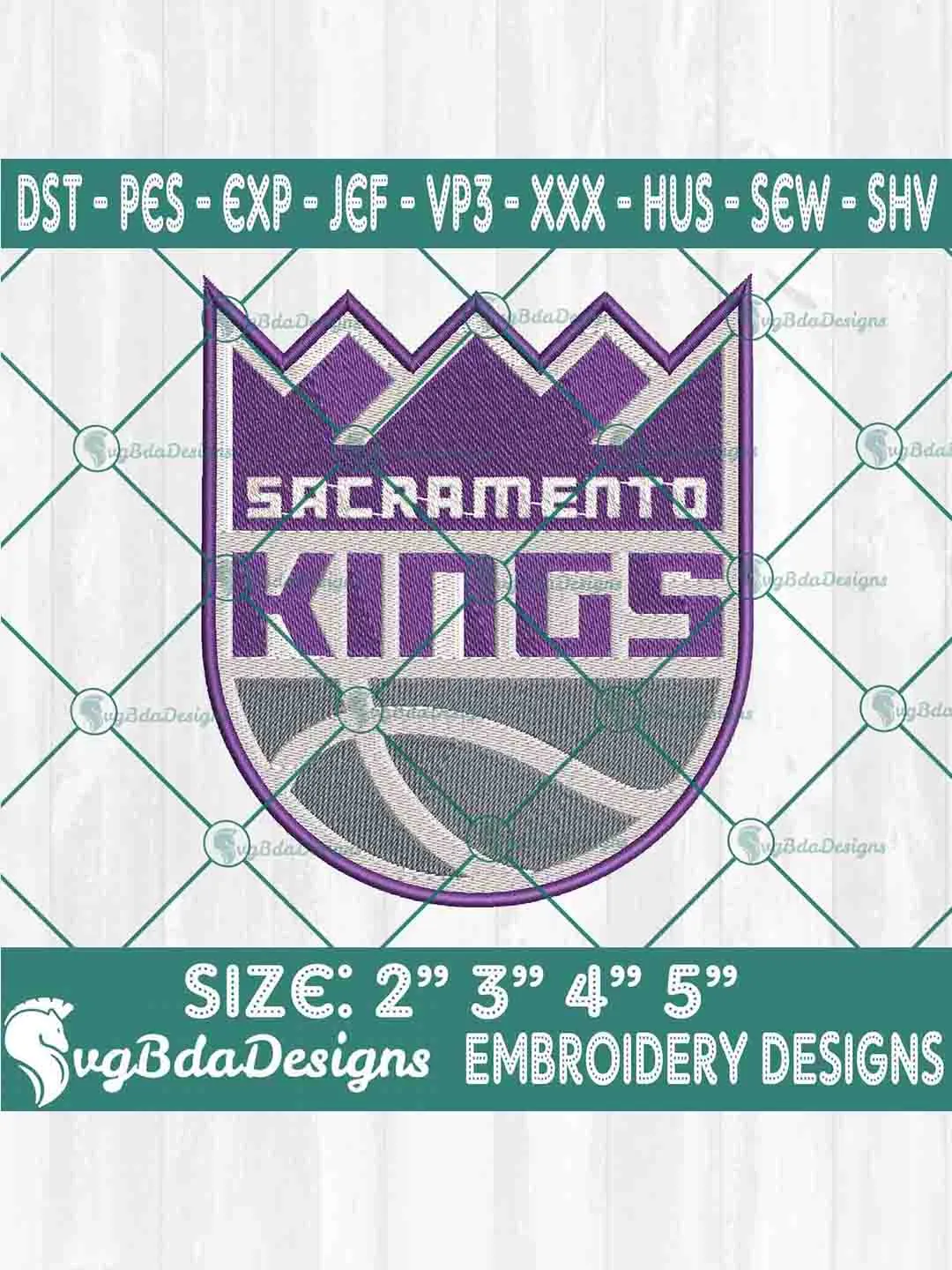 Sacramento Kings Machine Embroidery Design, NBA Embroidery Machine Designs