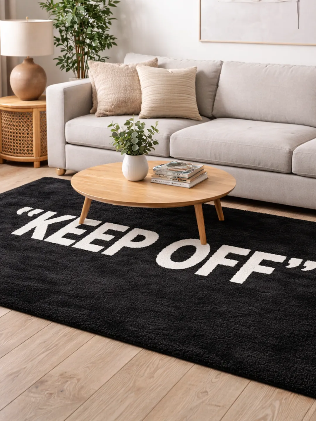 Statement Doormats “Keep Off” Black Minimalist Entrance Rug – Modern Statement Doormat