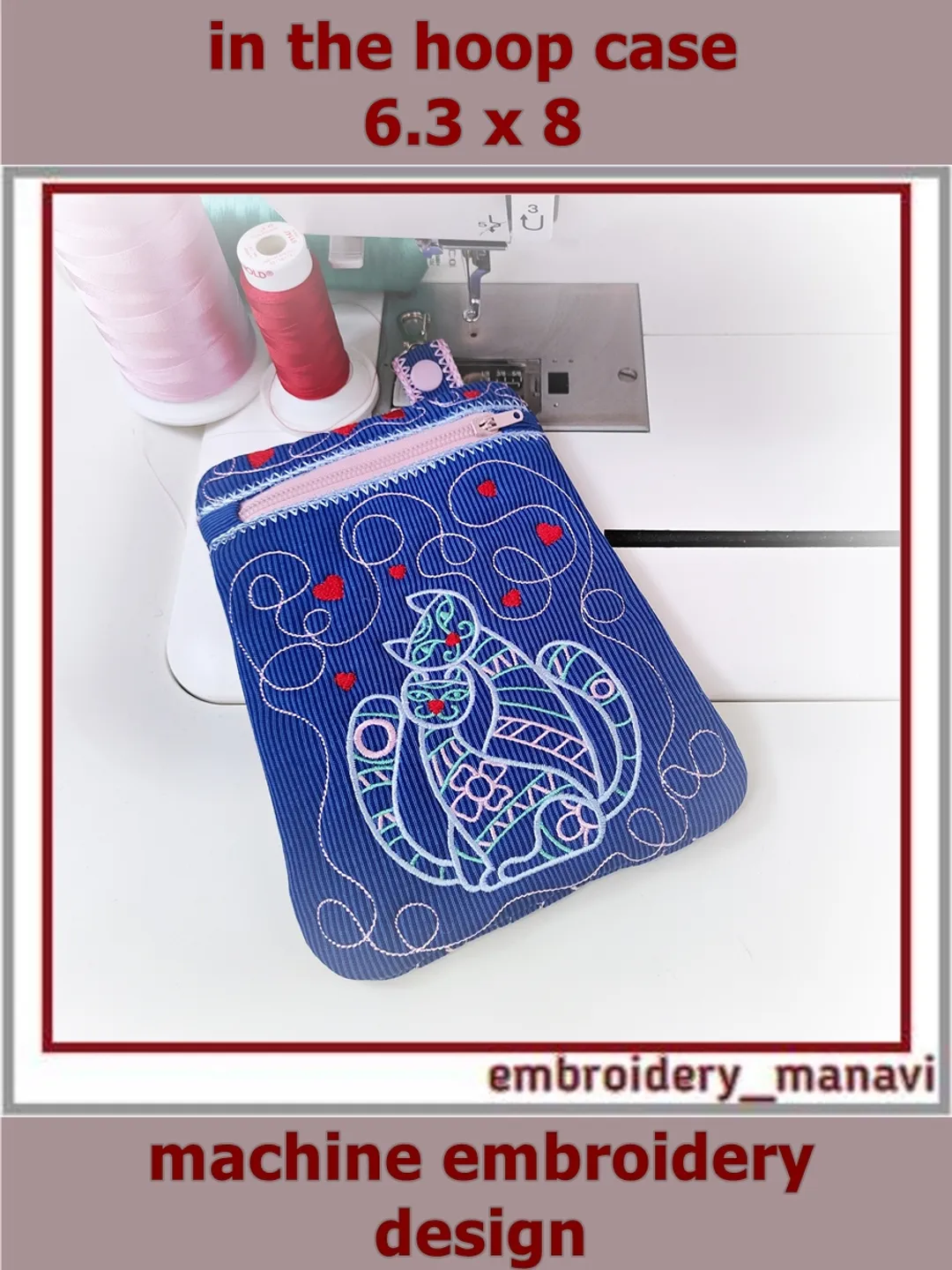 In The Hoop Embroidery Design Case quilting and Loving Cats ITH by Embroidery Manavi 05