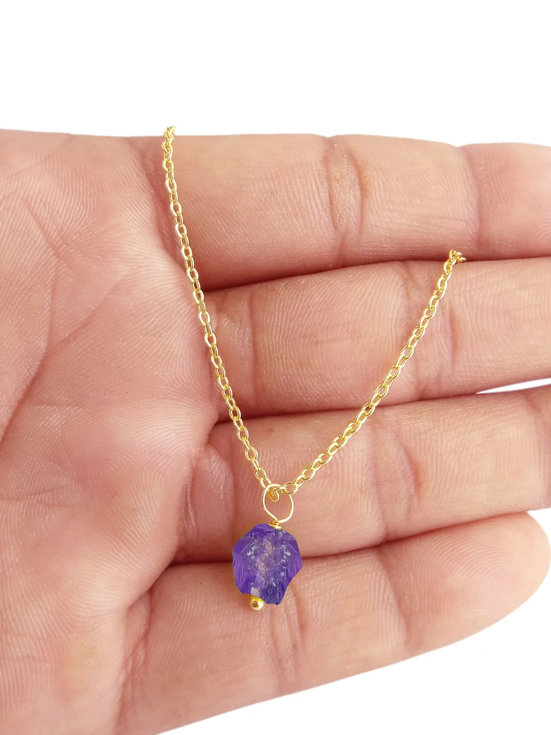 Amethyst Rough Pendant Necklace, February Birthstone Necklace, Pendant Necklace,Valentine Day Gifts