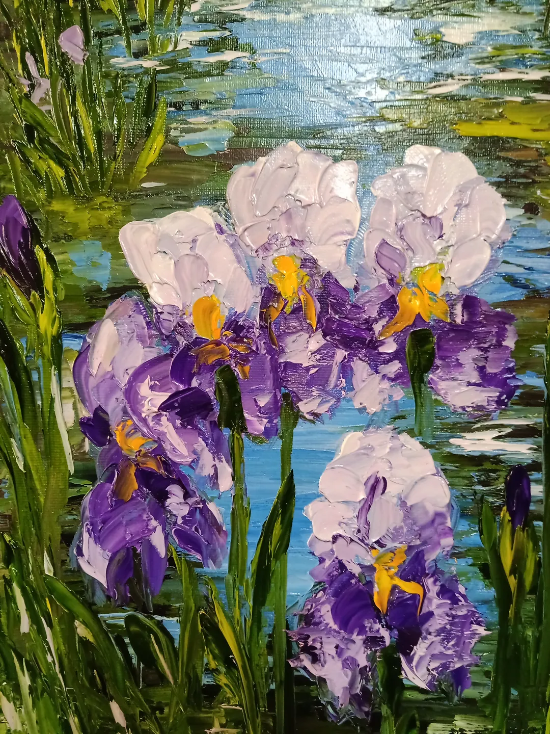 Irises Painting Original Art Impasto Oil Painting Canvas Painting
