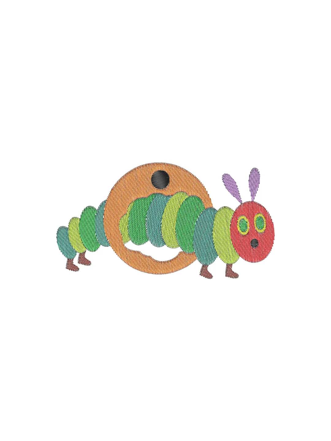 Hungry Caterpillar Machine Embroidery Design,cute machine embroidery design,2 sizes,Instant Download--738