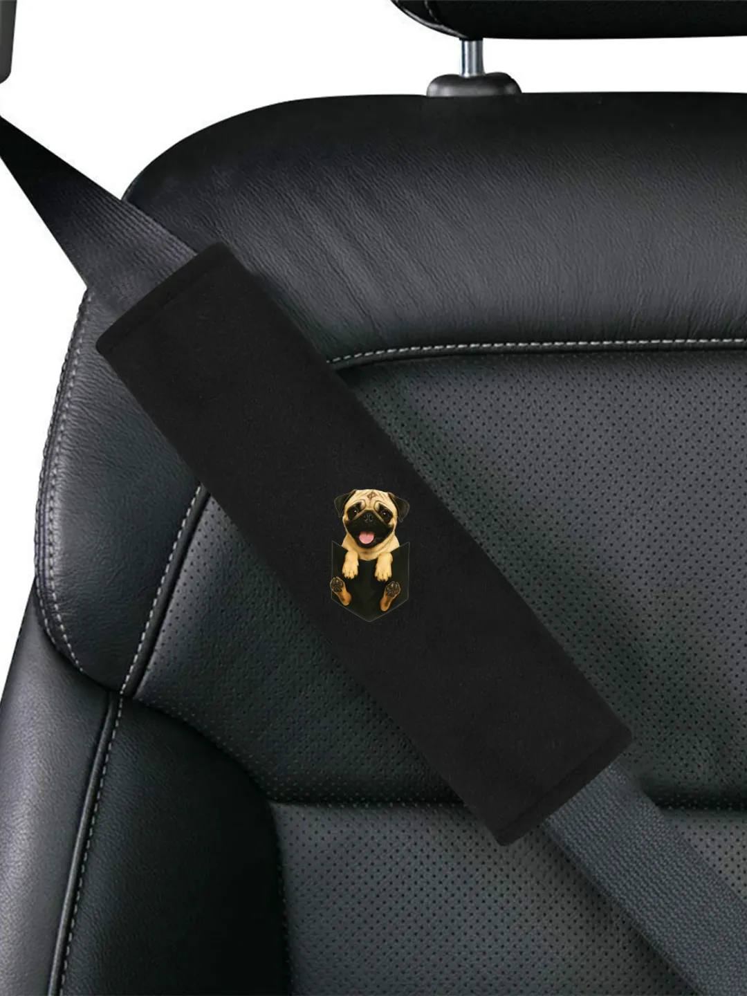 with Pug Seat Belt Shoulder Pad