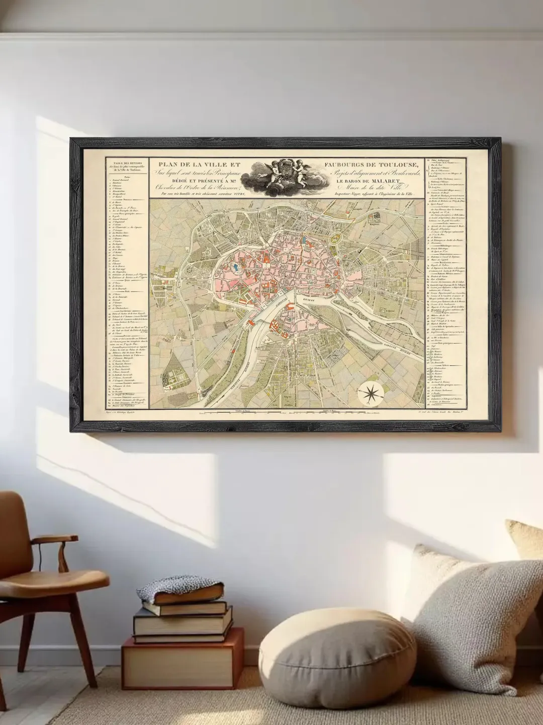 Old Toulouse France Map 1850 | Vintage City Wall Print