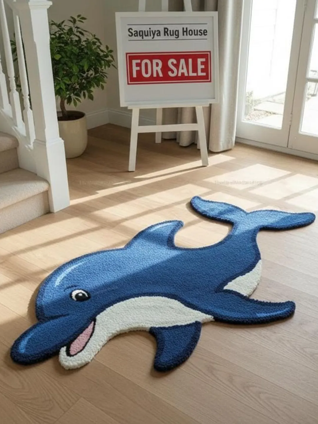 Hand-Tufted Wool Dolphin Rug | Kids Nursery, Ocean Theme