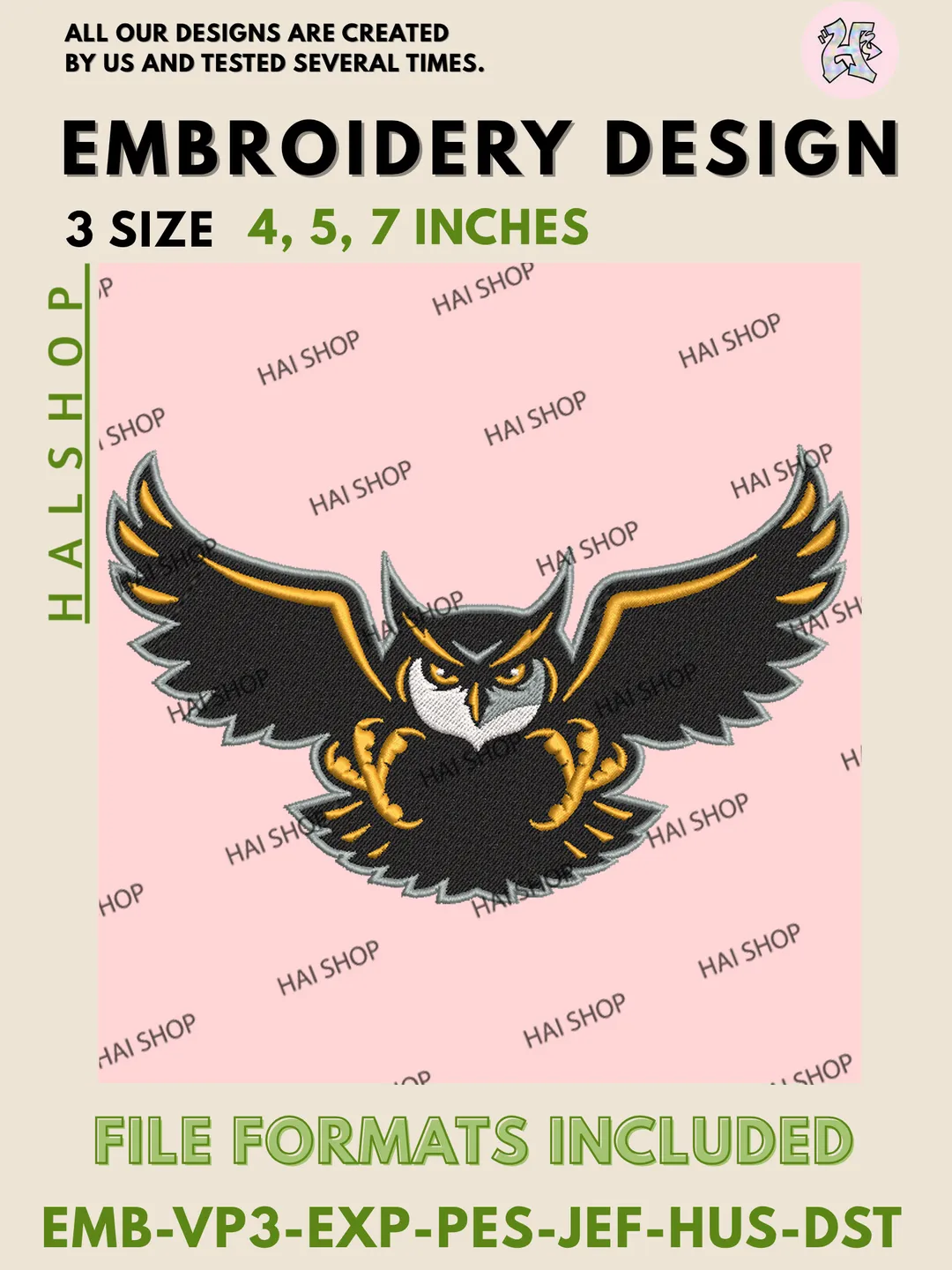 Kennesaw State Owls NCAA Team Logo Machine Embroidery Design, NCAA Sports Embroidery Files