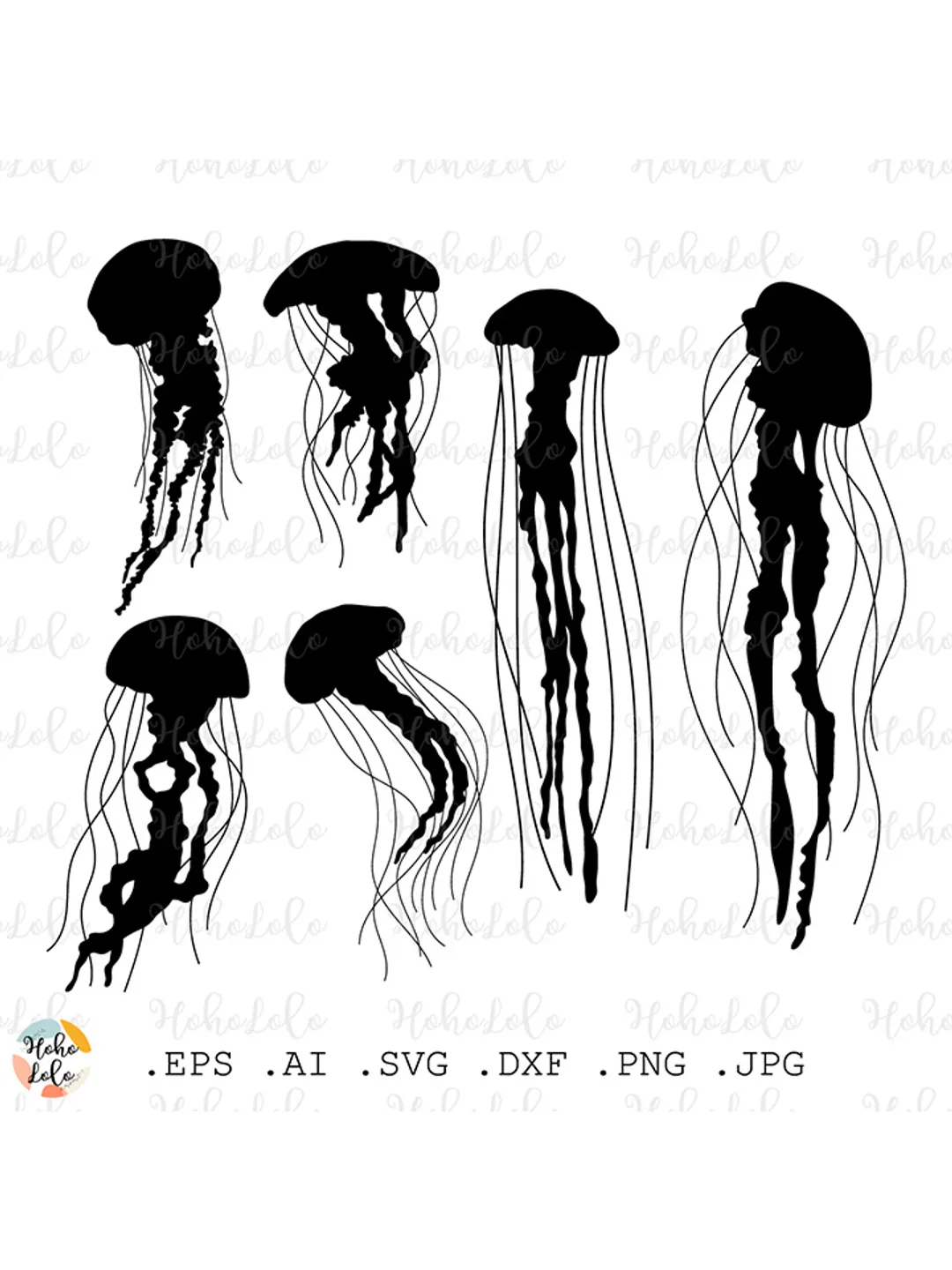 Jellyfish Svg, Jellyfish Silhouette, Jellyfish Cricut, Jellyfish Stencil Template Dxf, Jellyfish Clipart Png