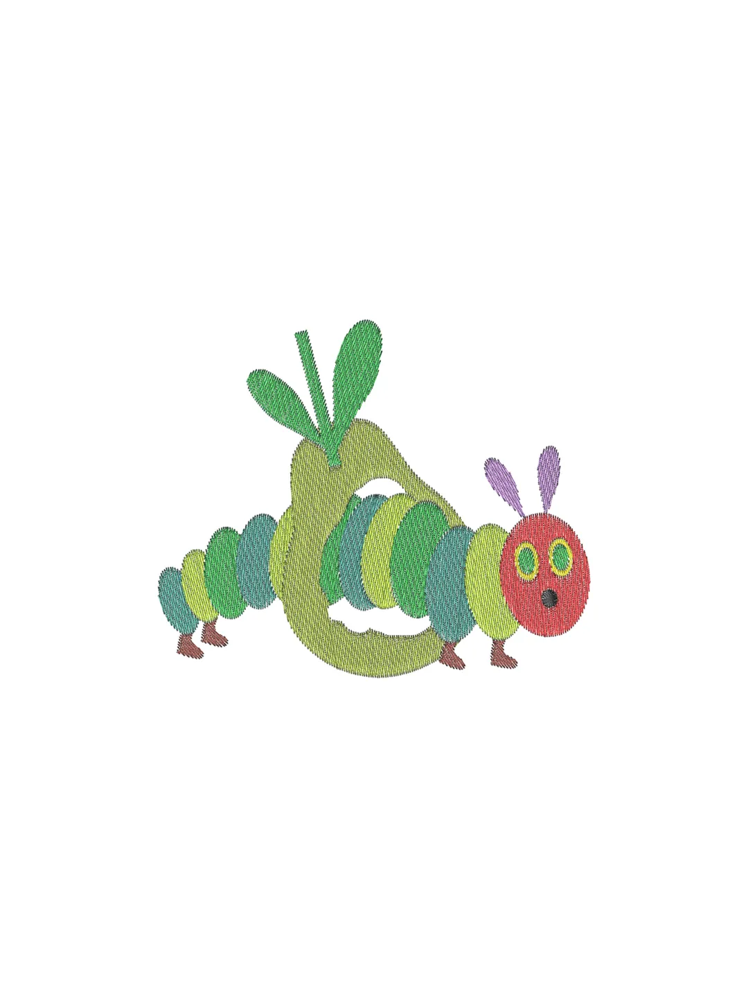 Hungry Caterpillar Machine Embroidery Design,cute machine embroidery design,2 sizes,Instant Download--739