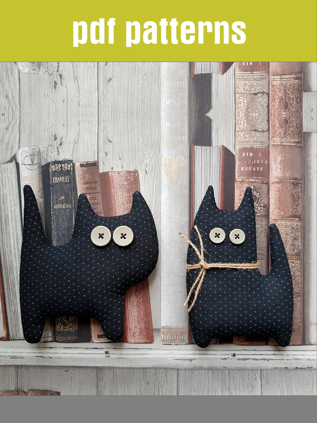 Halloween Dolls sewing patterns, 2 black Cats, set of 2 digital tutorials, Stuffed animals DIY, Halloween Crafts