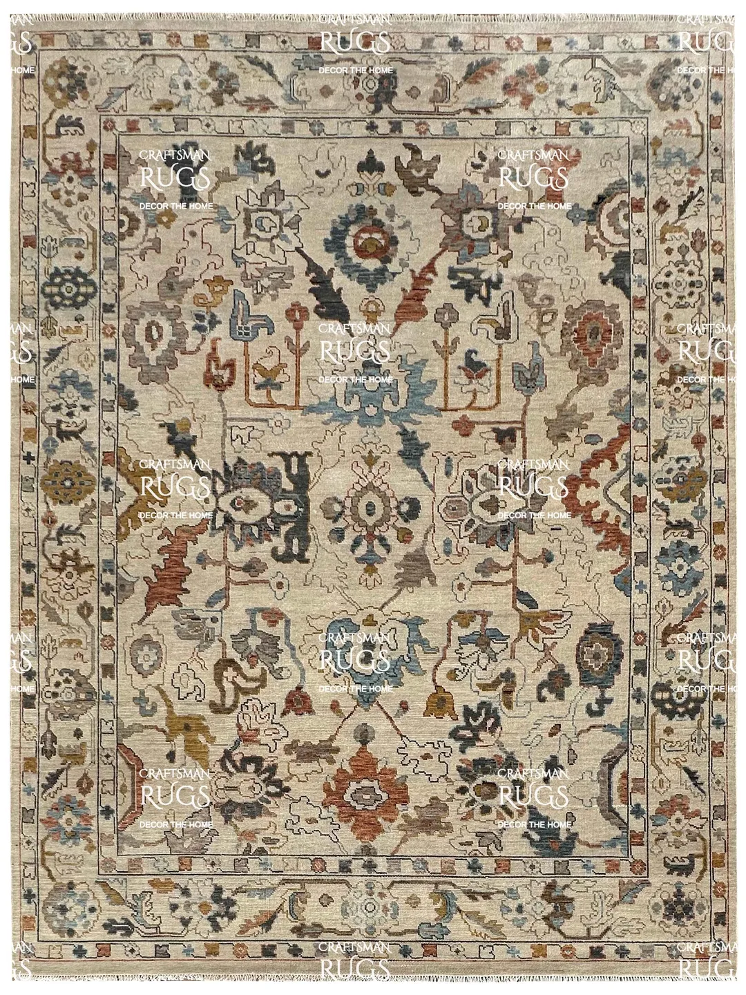 12x15 ft Quick Ship! Beige Oushak style Hand Knotted Rug for Living Room - Antique Style Contemporary rug