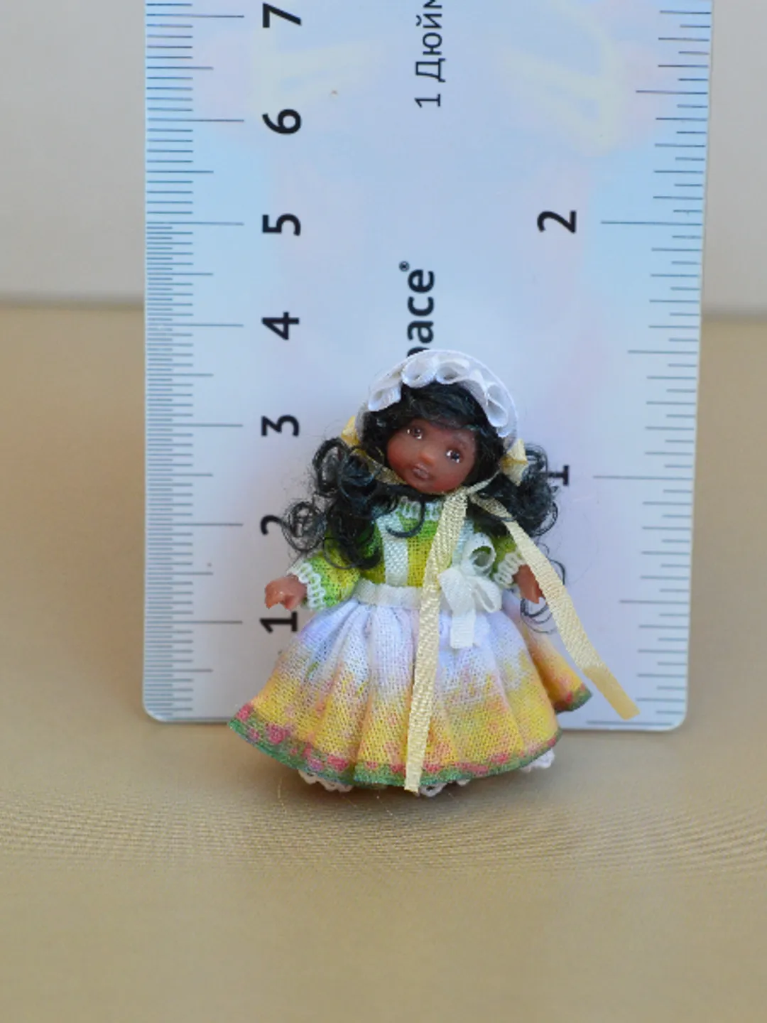 Miniature doll in 24th scales. Handmade doll toy. Miniature for dollhouse.