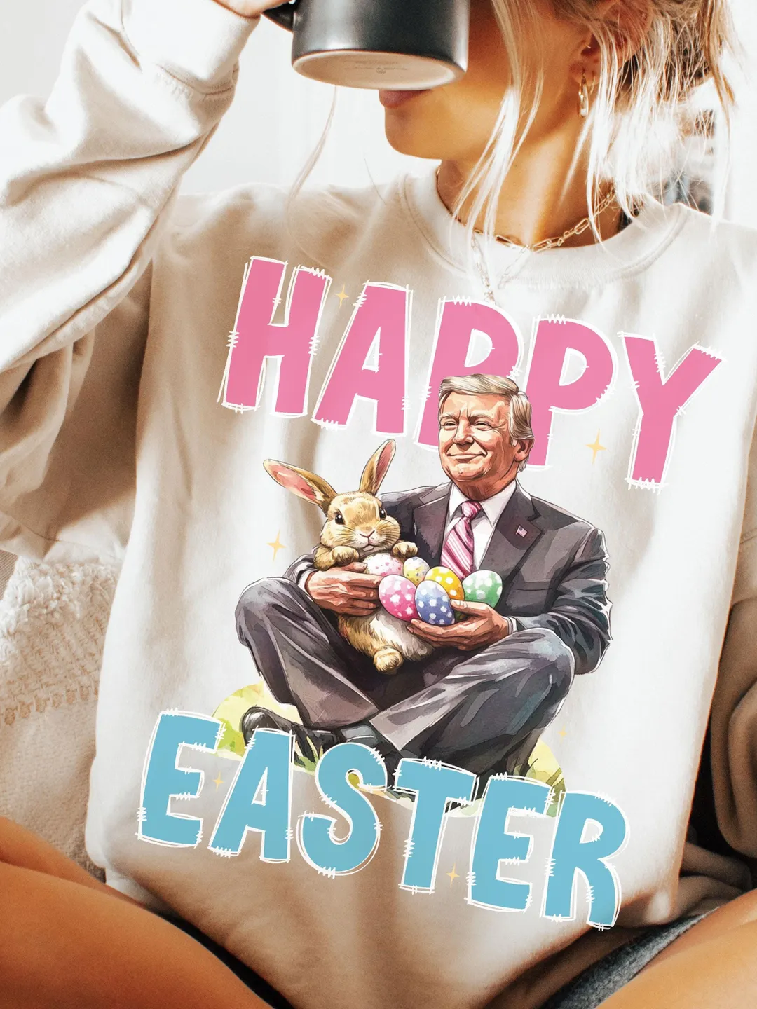 Easter Bunny Floral png, Trump png,Easter Bunny png,  Easter png, Retro Easter png, Girly Easter Kids Bow, Bunny png, Spring Floral