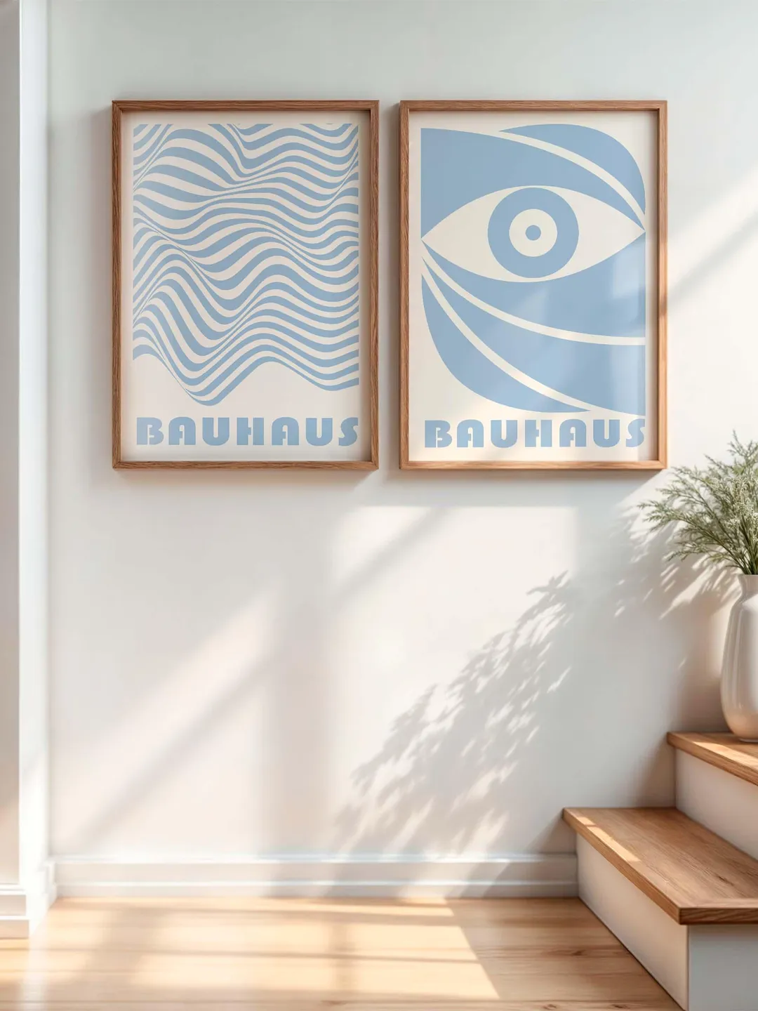 Blue Pastel Bauhaus Wall Art Set of 3 – Modern Geometric Abstract ...