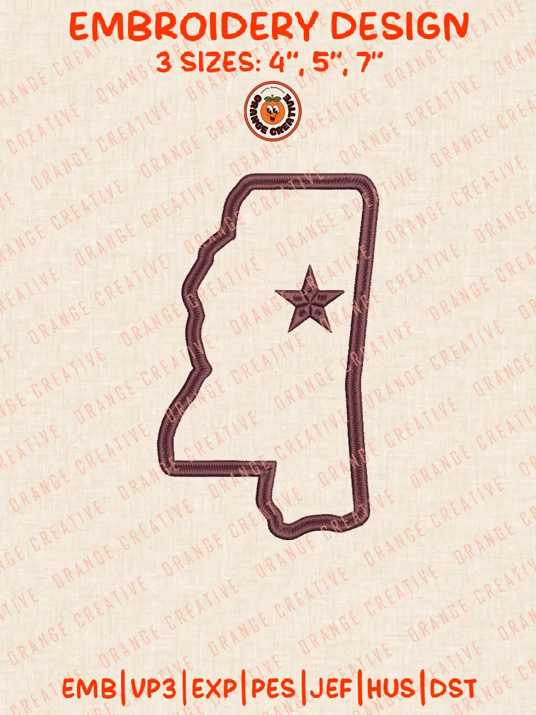 Mississippi State Bulldogs Map Logo Embroidery Design, NCAA Mississippi State Bulldogs Team Embroidery Design, Machine Embroidery Design File, 4 Sizes, Custom Size, Digital Download