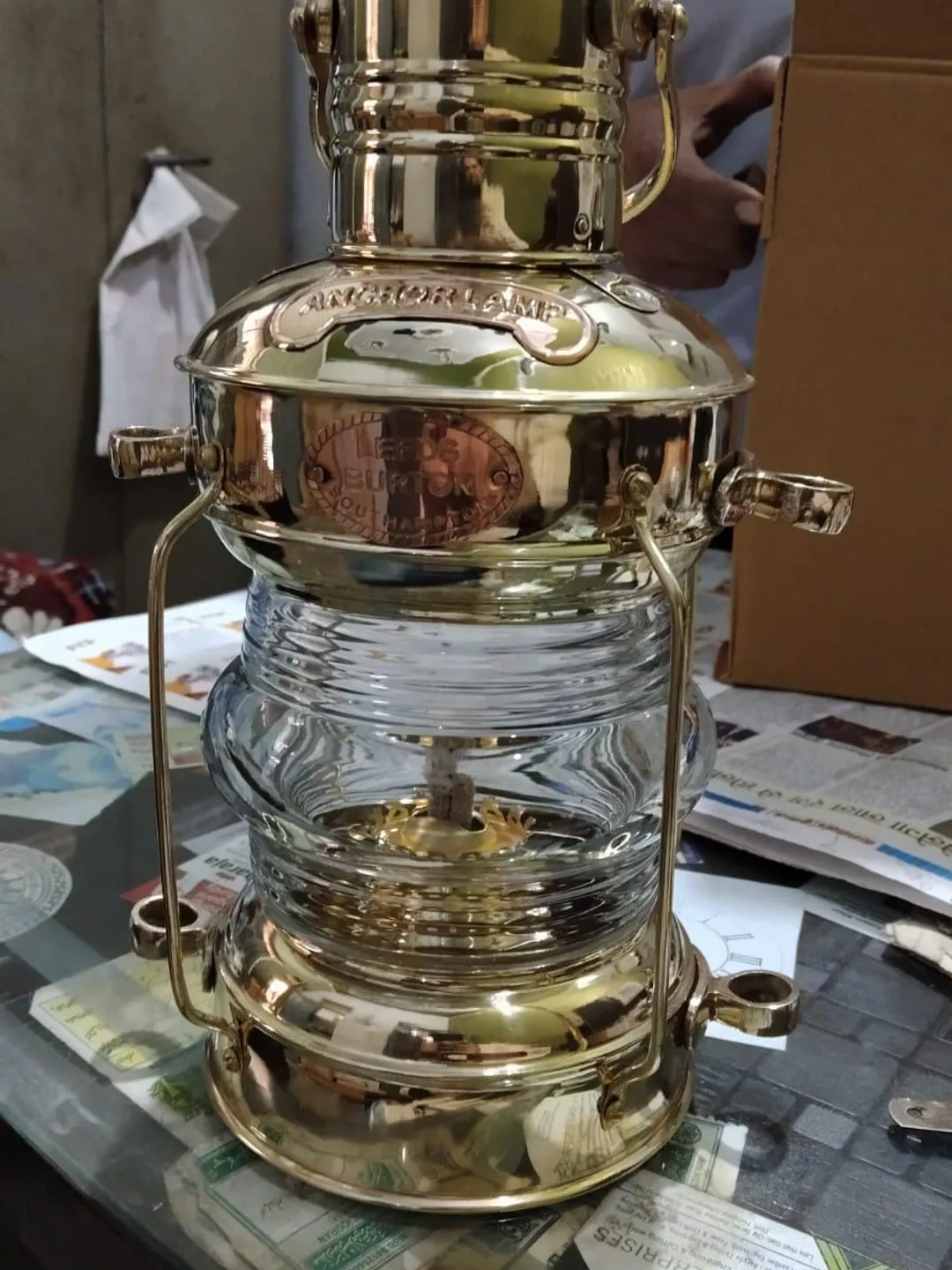 Nautical Brass Anchor Lantern | Handmade Maritime hanging light