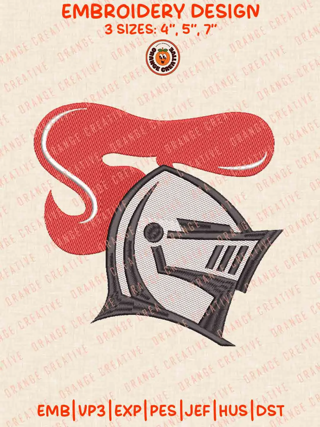 Knights Logos Embroidery Design, NRL Newcastle Knights Team Machine Embroidery Digitized Pes File, 4 Sizes, Custom Size, Instant Download
