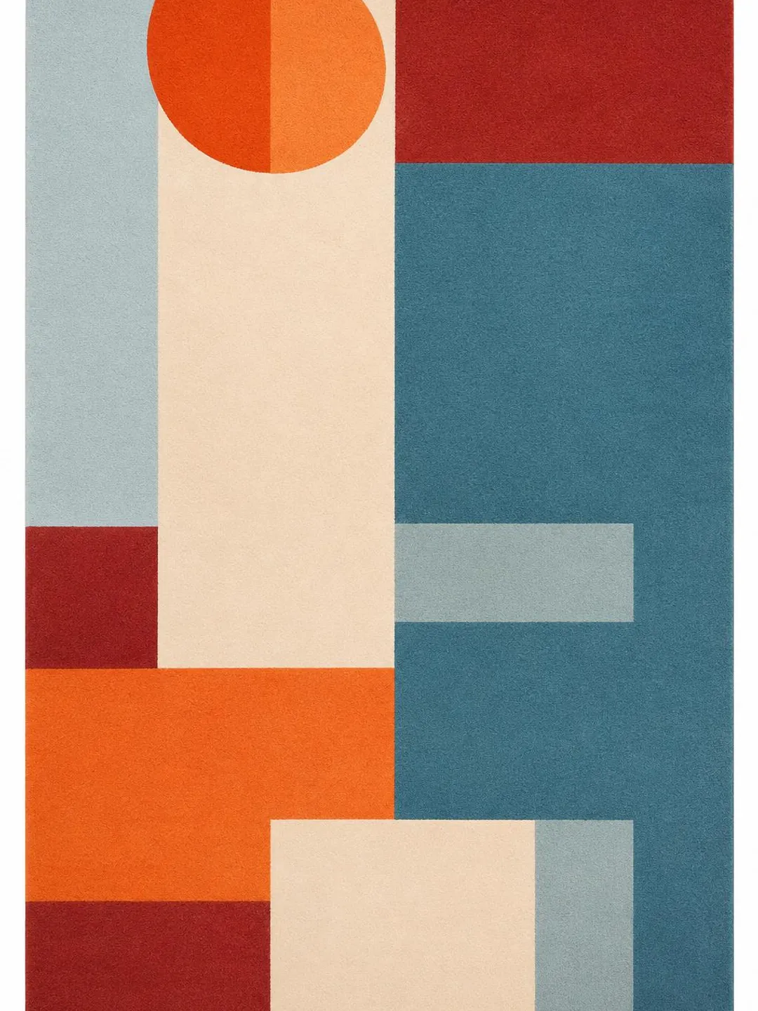 Abstract Geometric Color Block Area Rug – Blue Orange Rust Carpet