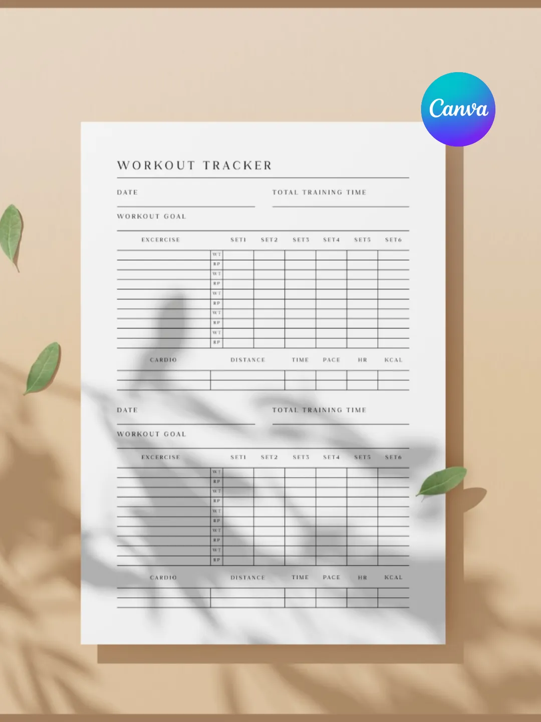 Advanced Workout Log Printable