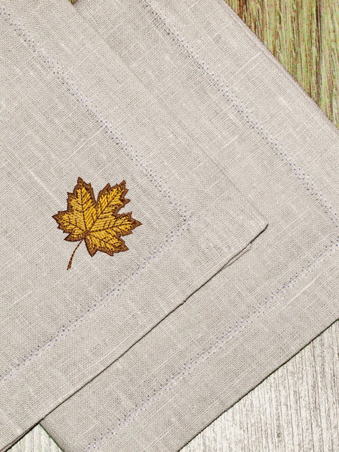 Machine embroidery design autumn leaf border cross stitch