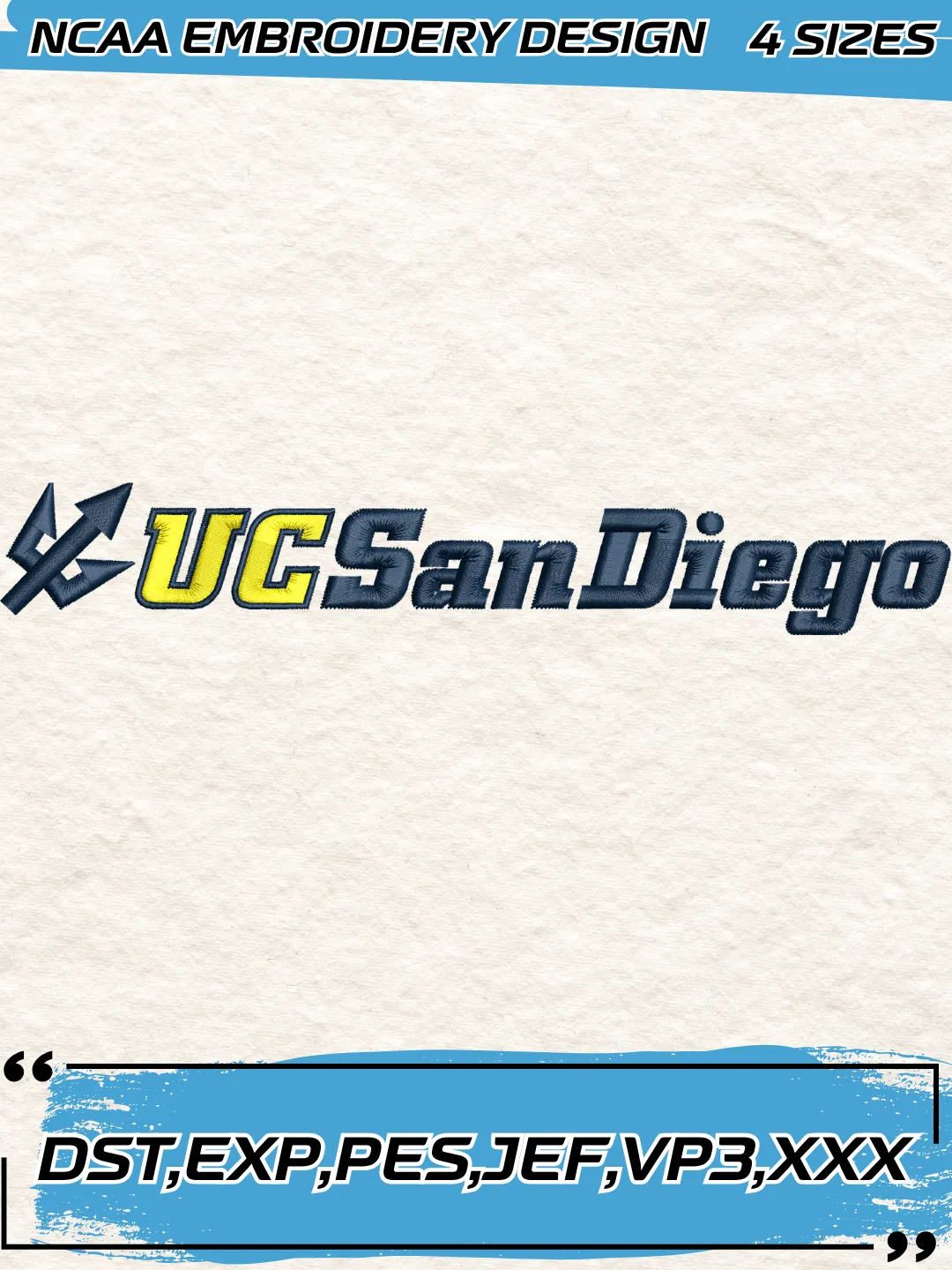 UC San Diego Tritons Logo Embroidery Design,NCAA Logo Embroidery Design,Machine Embroidery Design File,4 Sizes, Digital Download