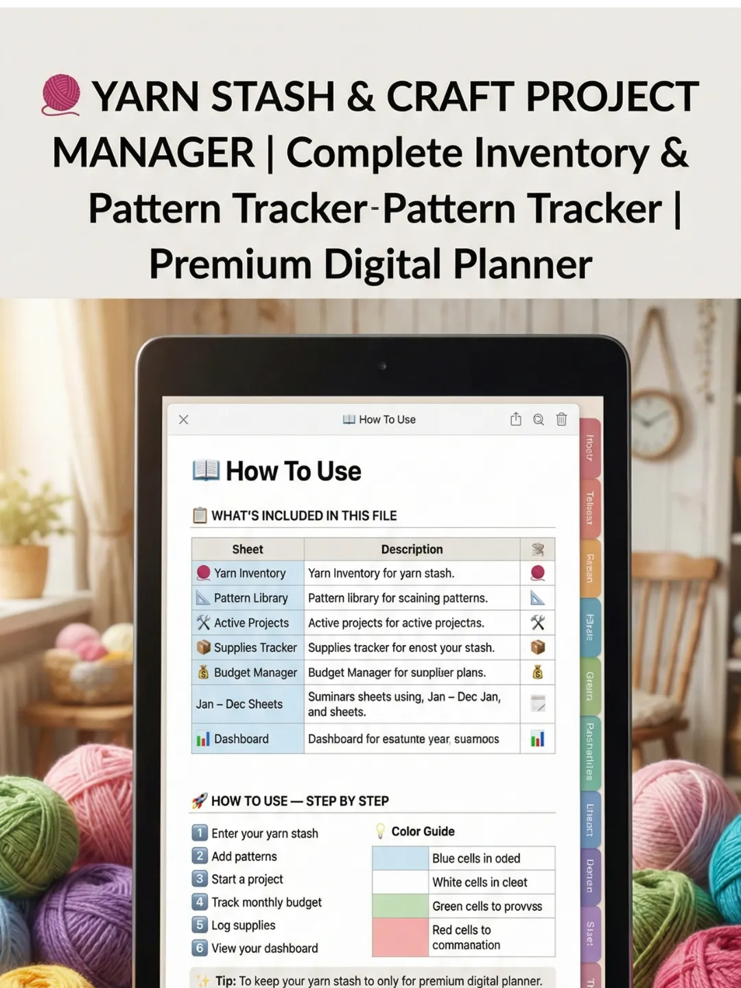 Yarn Task Manager Ultimate Yarn Stash & Craft Project Manager | Digital Inventory & Budget