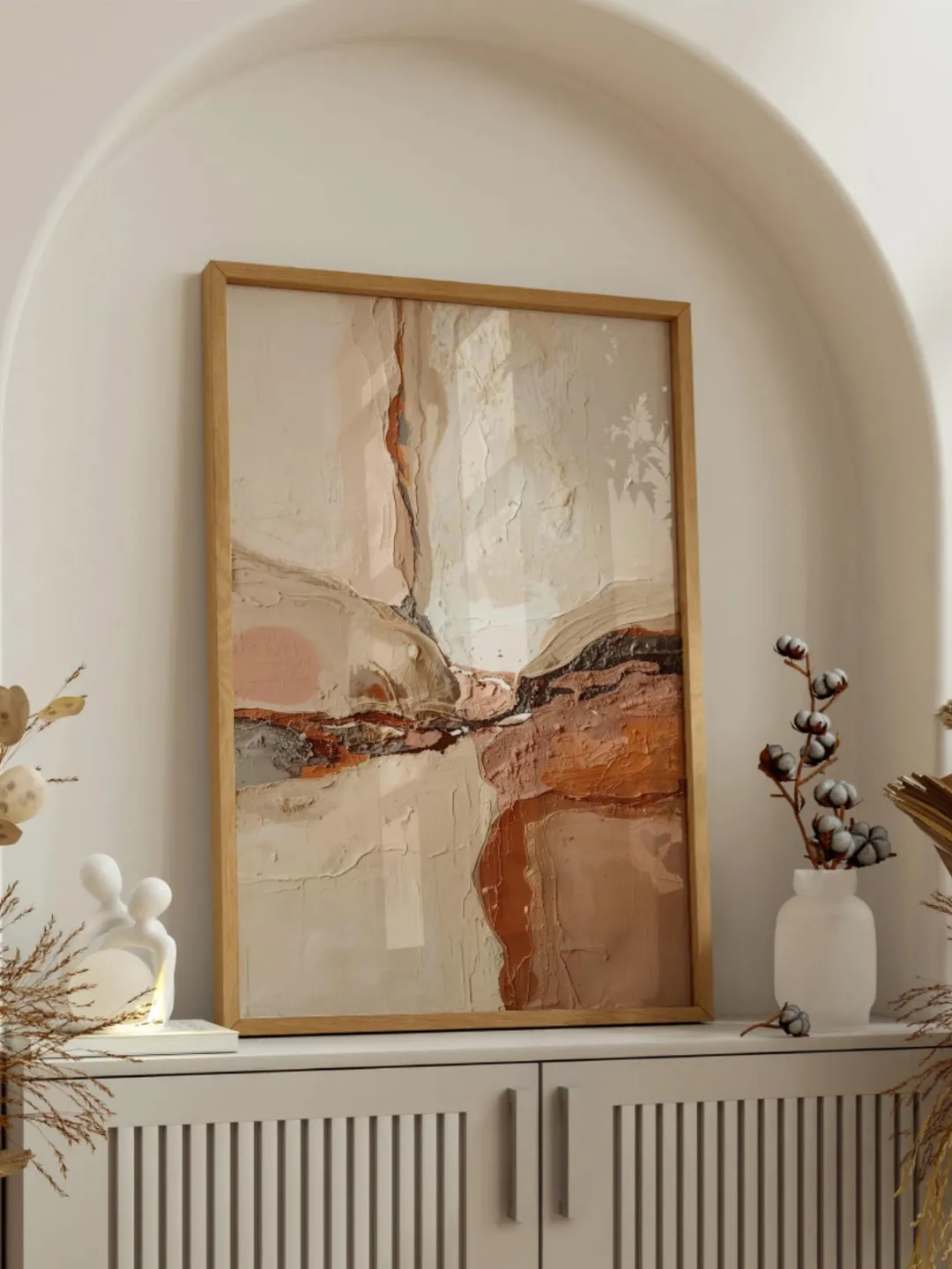 Neutral Abstract Japandi Wall Art, Textured Beige Brown Painting ...