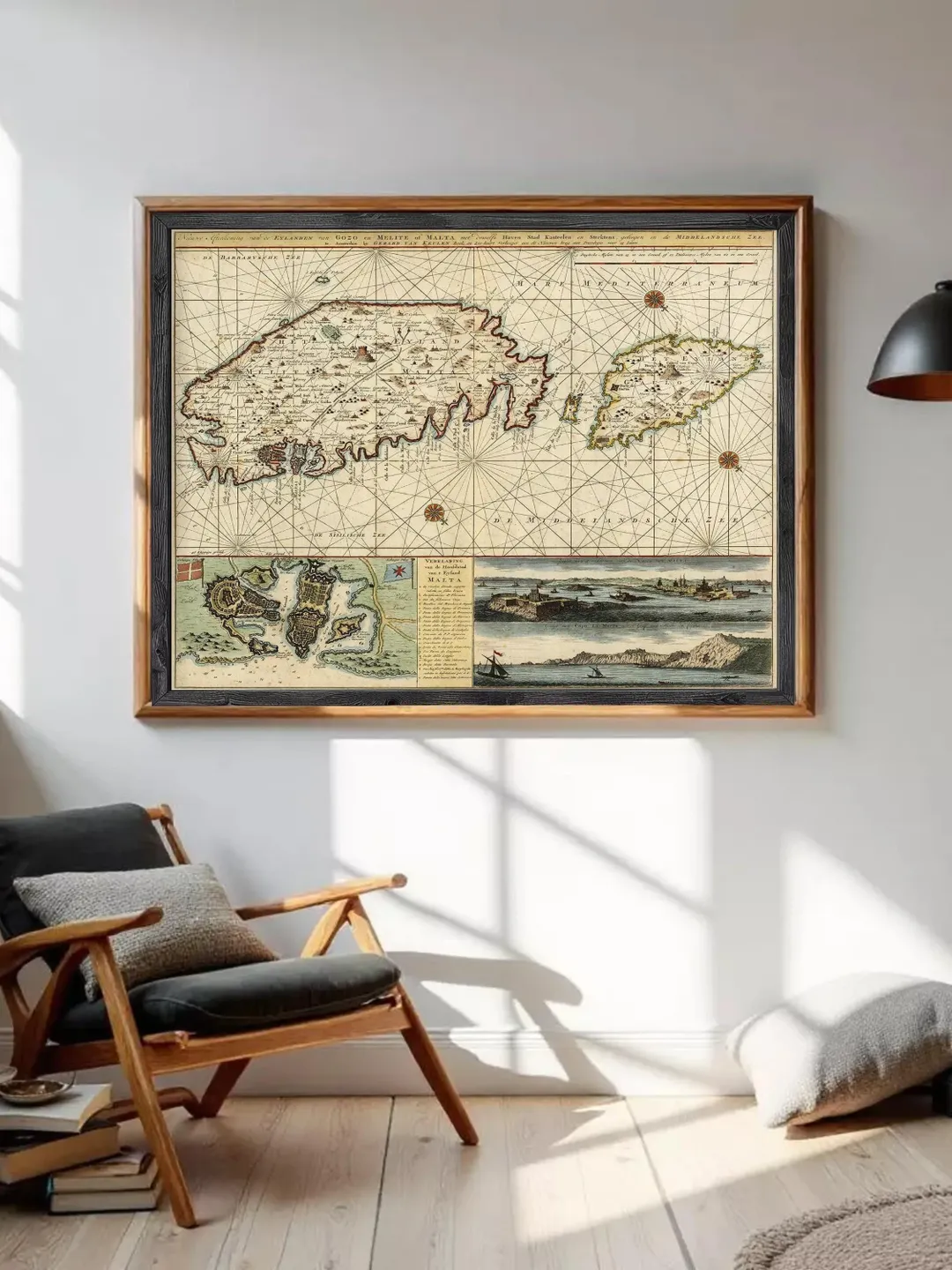 Old Map of Malta Island 1734 Vintage Map | Wall Map Print