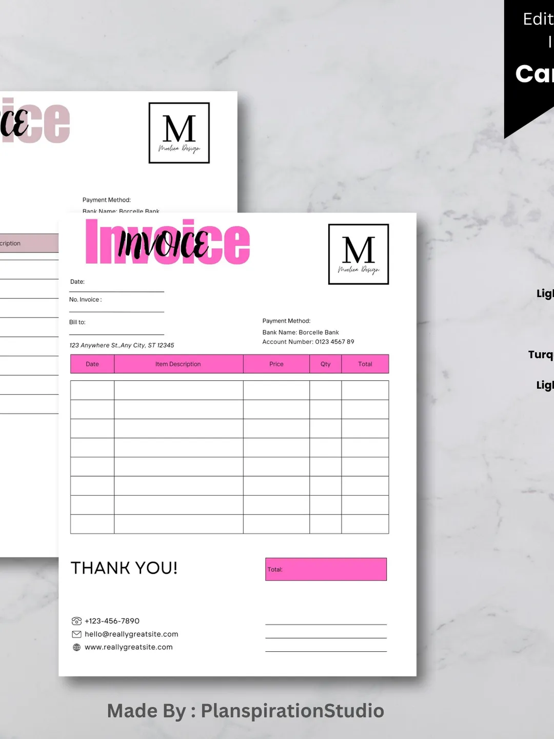 Editable Invoice Template | Canva, US Letter (Digital Download)