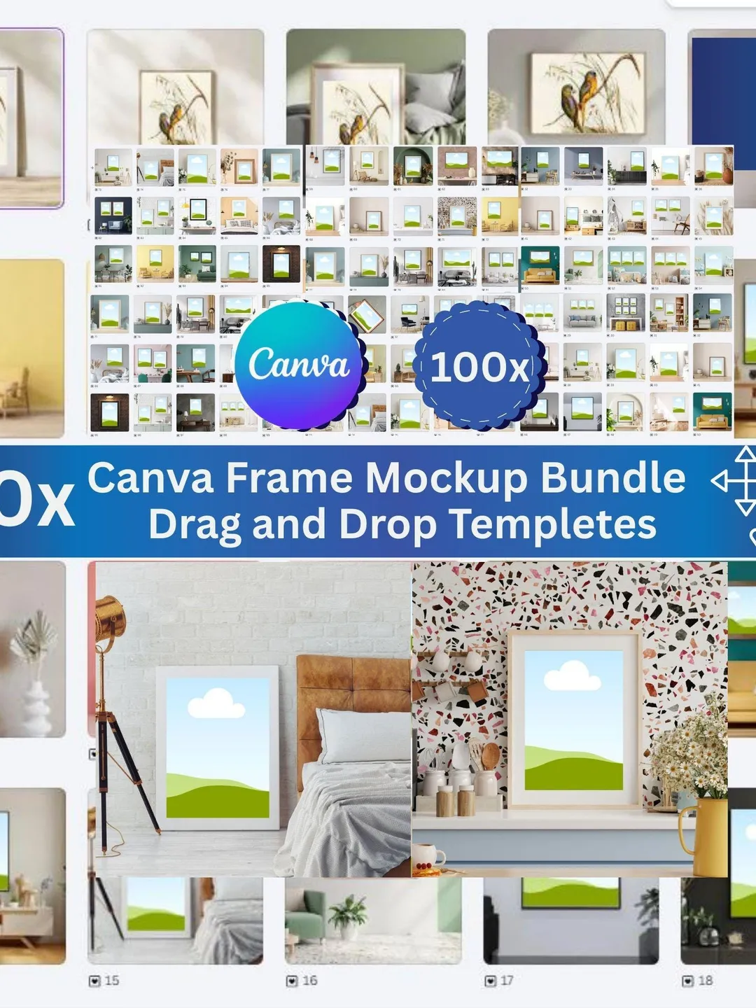 100x Canva Frame Mockup Bundle – Drag & Drop Canva Templates | Ready-to ...