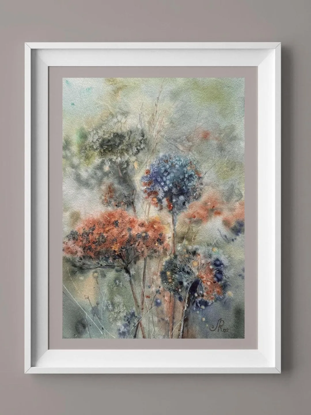 Abstract Original Flowers Painting Watercolor Wildflowers Wall Art