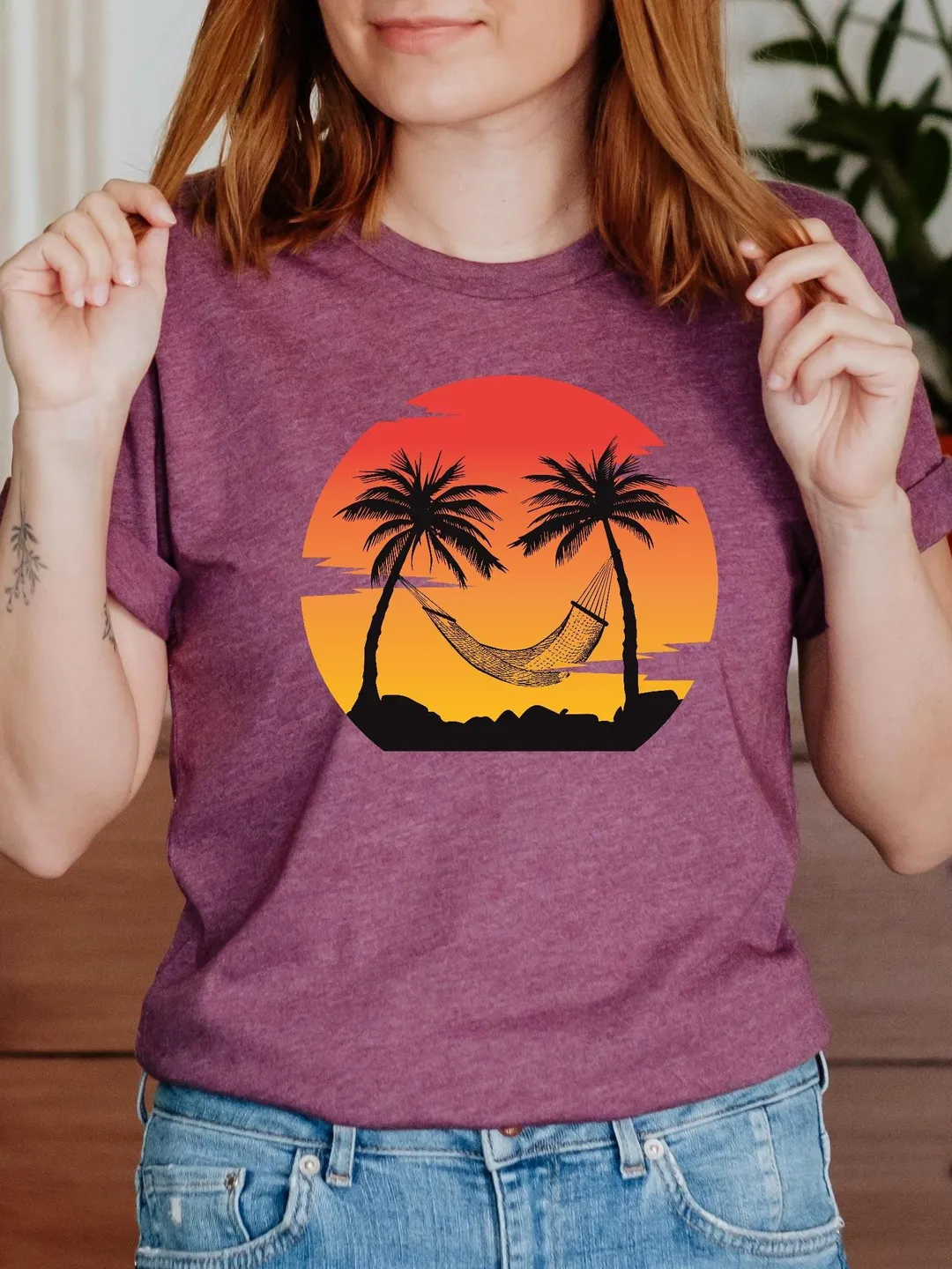 Tropical Sunset Palm Tree Shirt: Summer Holiday Tee