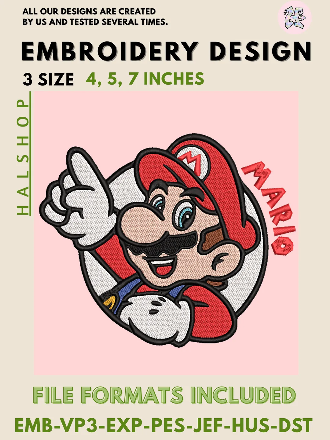 Mario Machine Embroidery Design – Super Mario Bros Digital Embroidery File