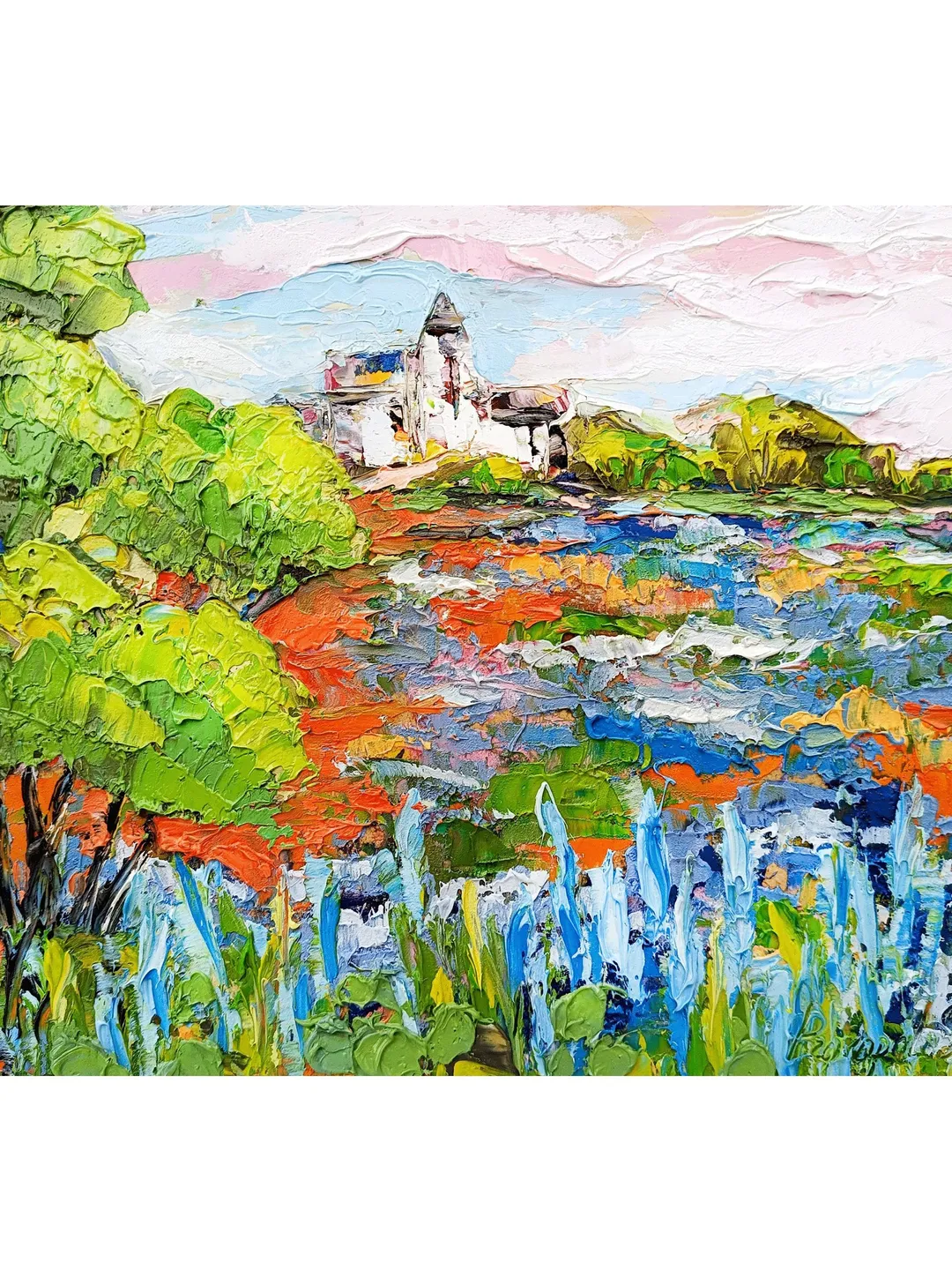 Texas Bluebonnets Painting Impasto Oil Painting 8x10 Oak Tree Original Art National Park Painting Landscape by ArtProkopaloSv