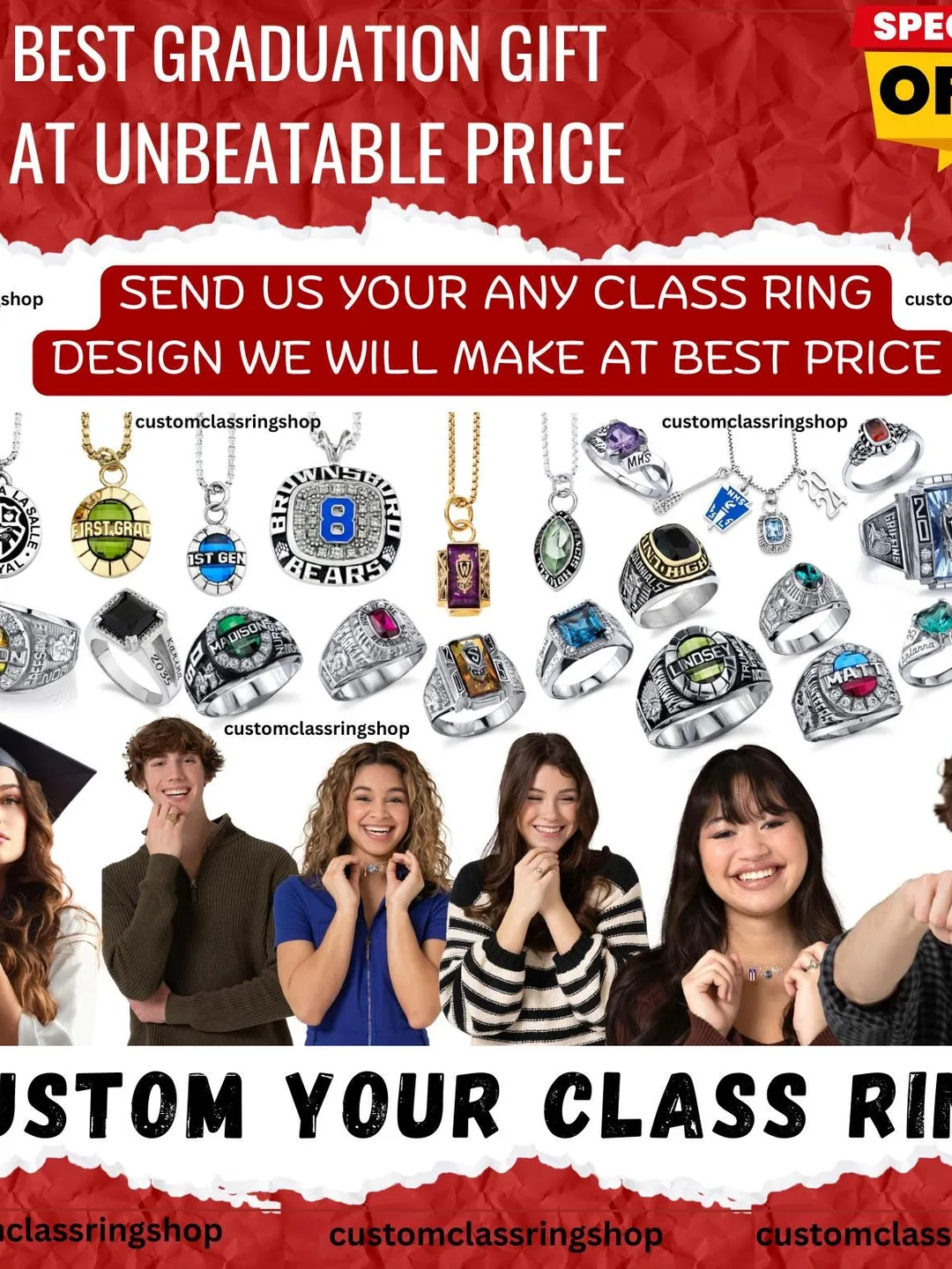 Oval Cut Custom Class Ring: Personalized 925 Sterling Silver Statement Ring