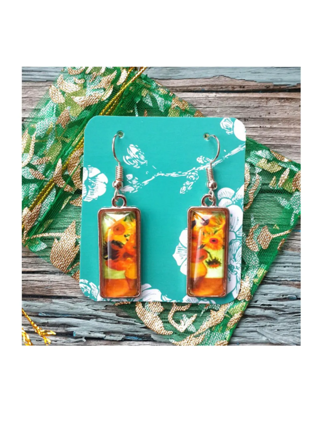 Vincent Van Gogh Sunflowers Earrings Dangle