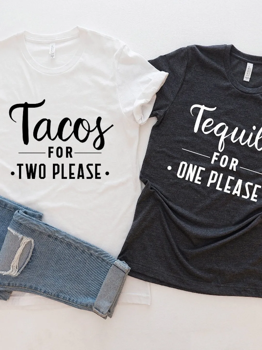 Pregnancy Shirt: Funny Tacos and Tequila Design (Unisex and Women's Cotton Tee)