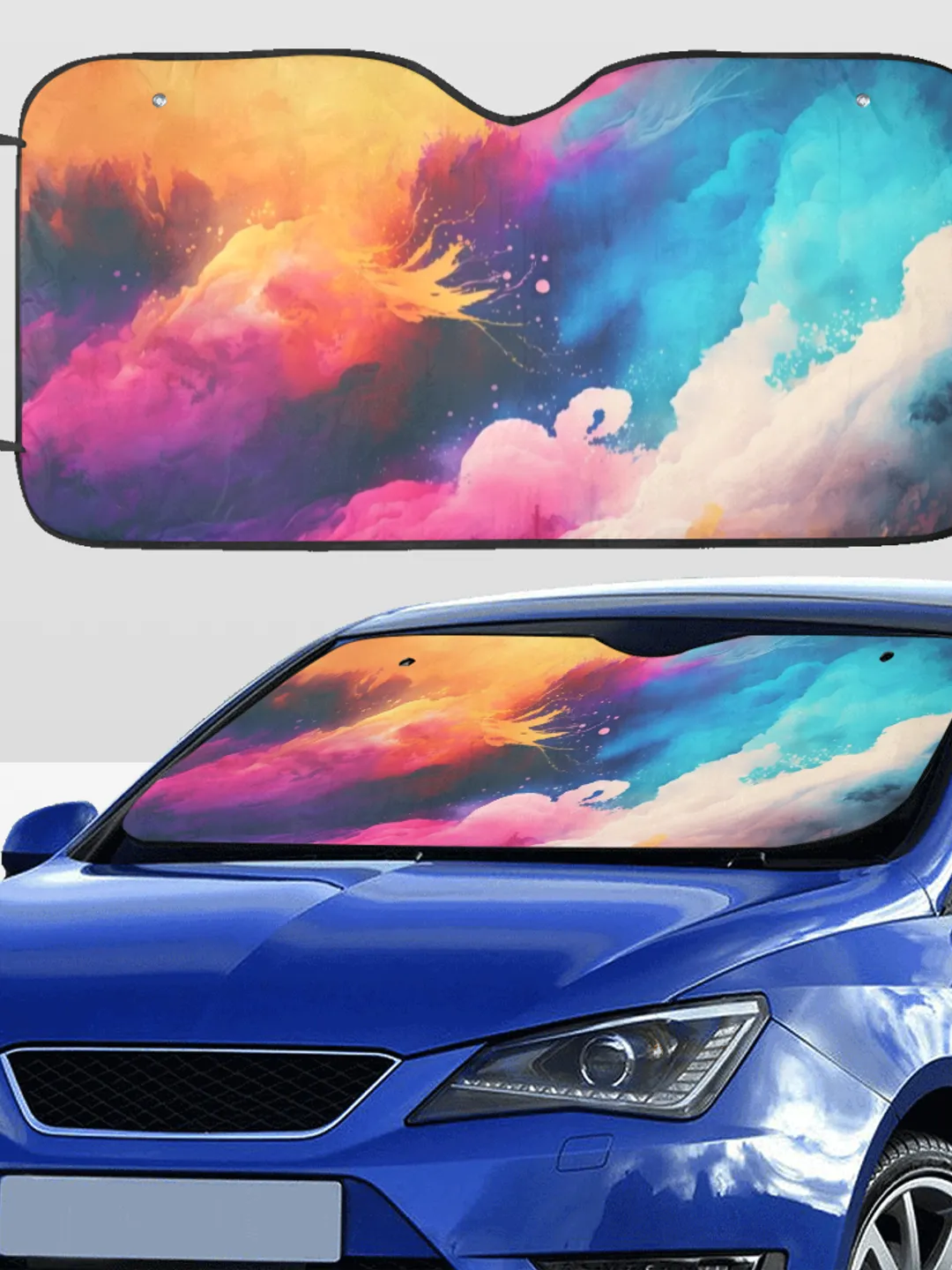 Colorful Watercolor Style Car SunShade