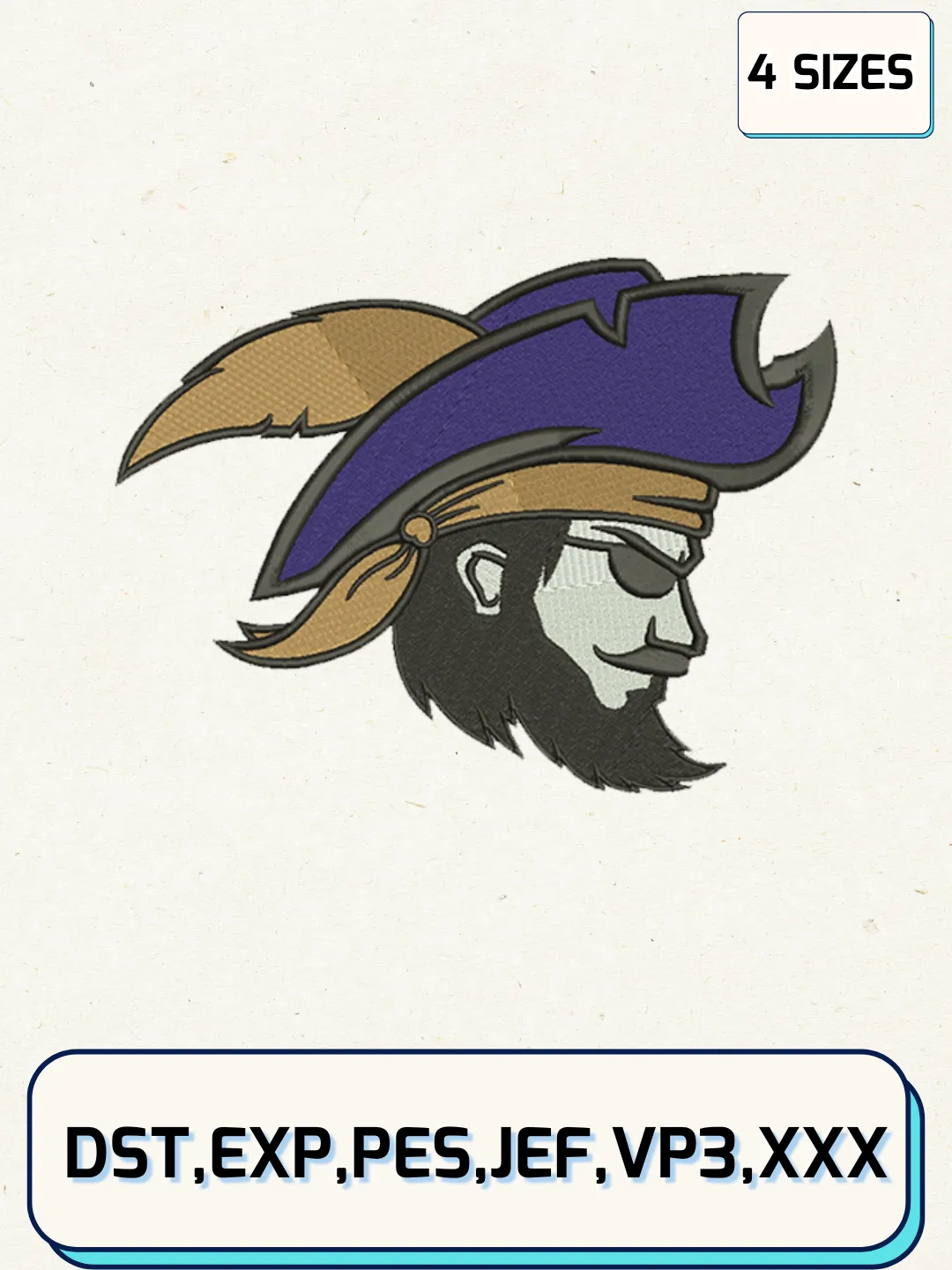 CSU Buccaneers Logos Embroidery Design Files, NCAA Logos Embroidery Designs, Machine Embroidery Files, 4 Sizes