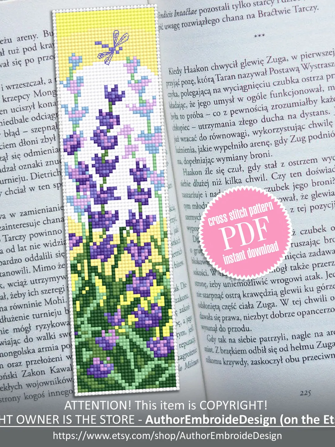 Cross stitch bookmark pattern Sunset
