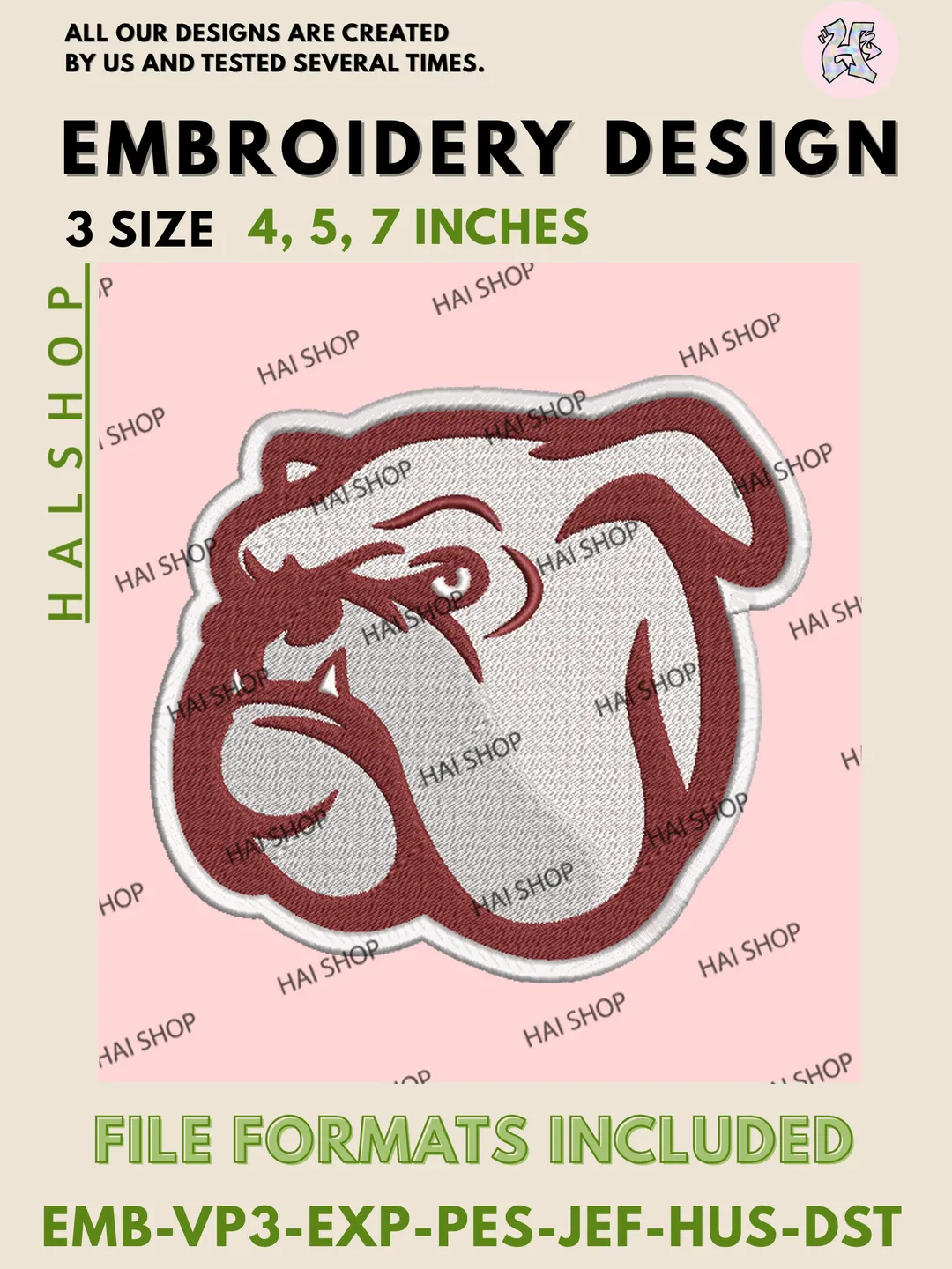 NCAA Mississippi State Bulldogs Team Mascot Logo Machine Embroidery Design Files, Mississippi State University College Sports Embroidery, Digital Download
